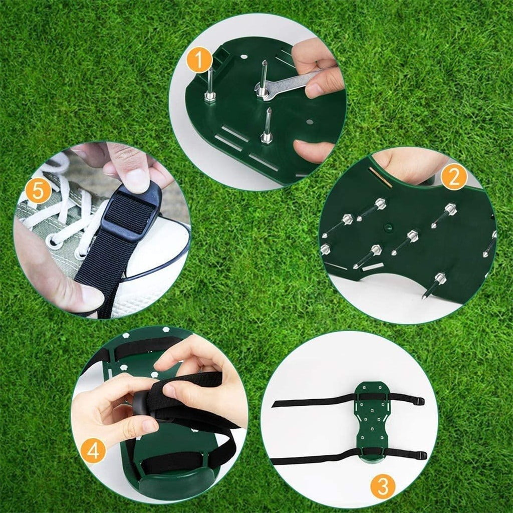 Lawn Aerator Shoes with Hook & Loop Straps for Effectively Aerating Lawn Soil, One Size Fits All Free-Installation Heavy Duty Spiked Sandals Shoes for Easy Use for Yard Patio Garden - Image 2