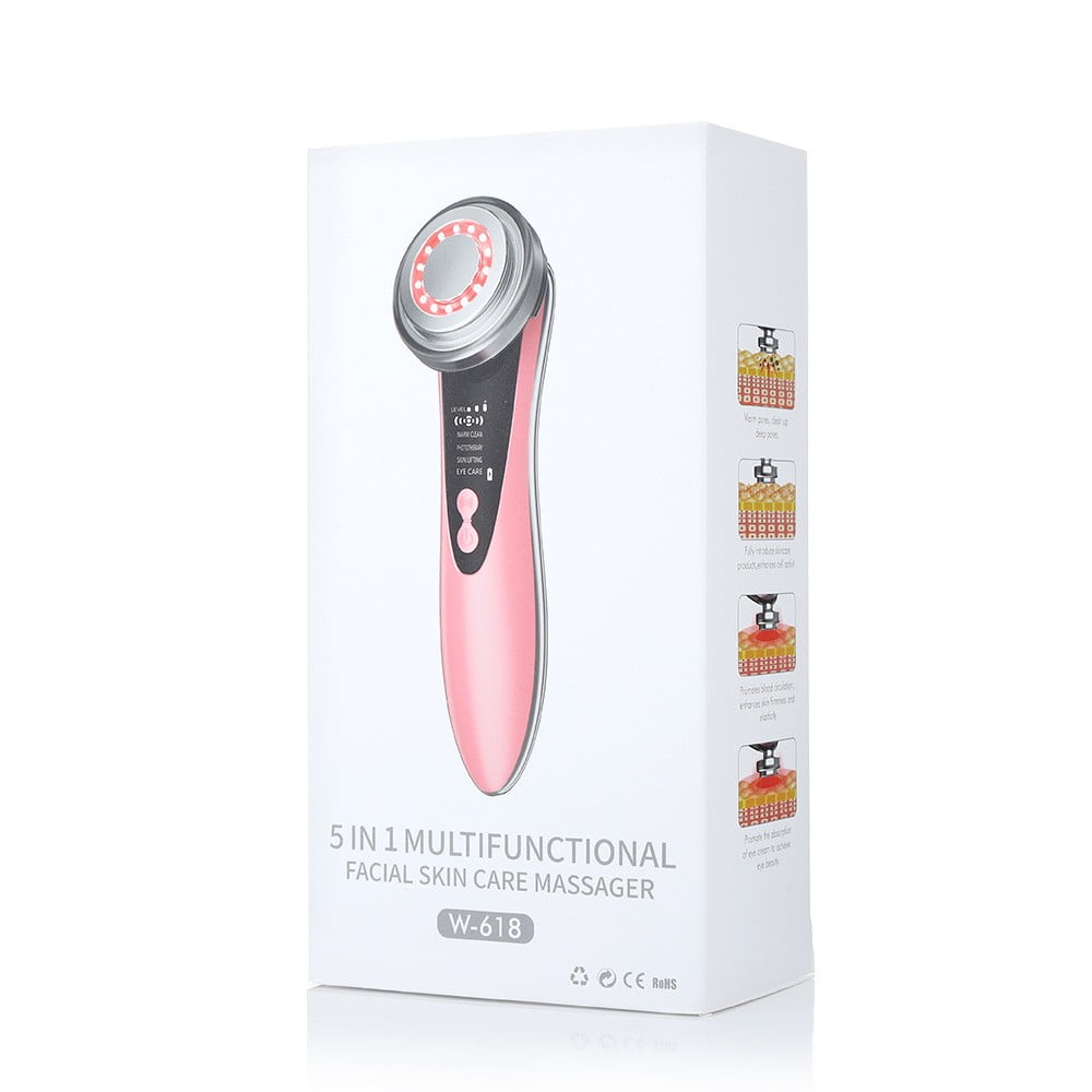 Face Massager Electric Face Lifting 4 in 1 Facial Massager Anti Aging Skin Tightening Firming Skin Care Tools,USB Rechargeable Red Blue Light Thermal Massage Beauty Device 400mah 3.7V/0.6A - Image 2