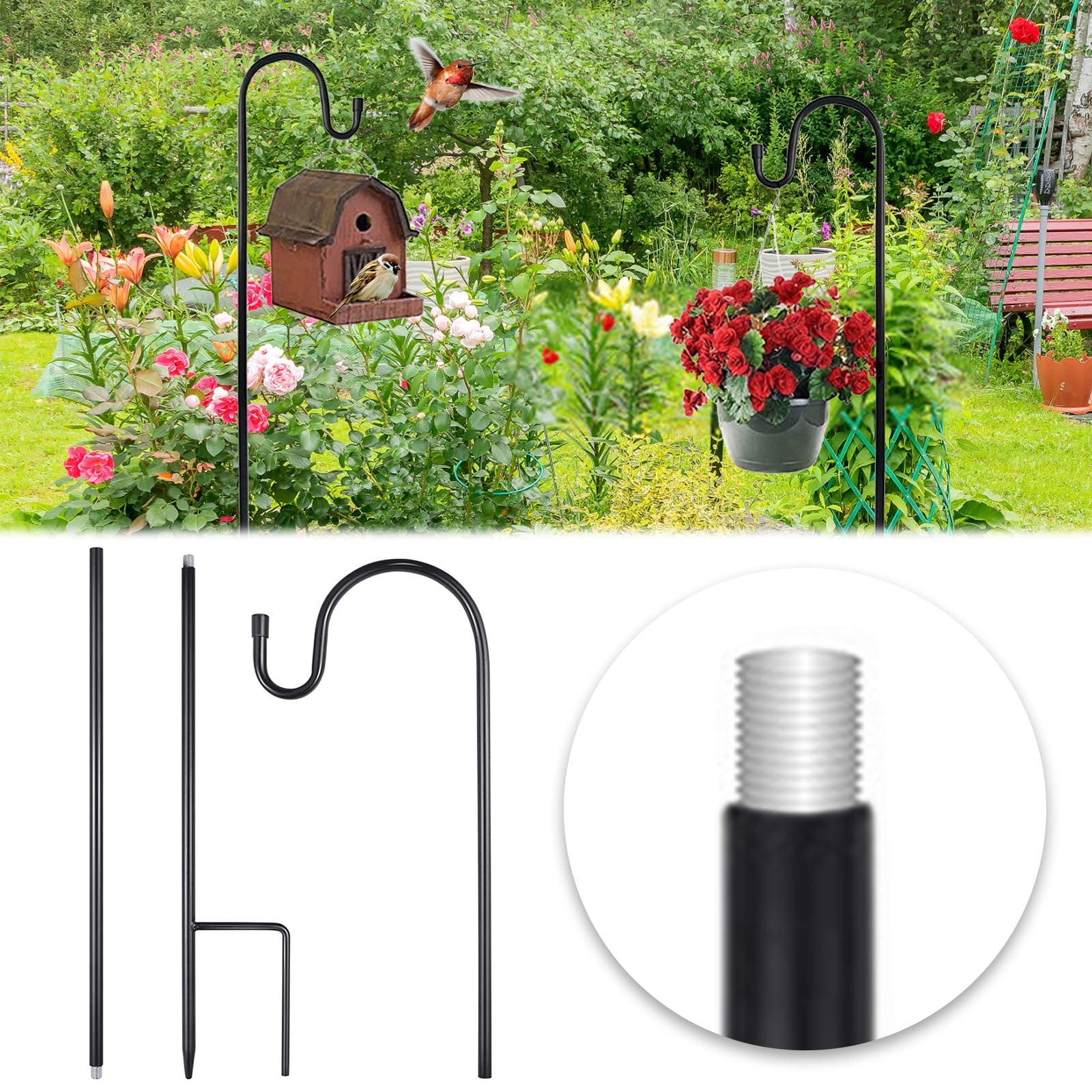 Garden Hooks for Outdoor Lanterns, Garden Hooks for Hanging Plants, Solar Lights, Small Shepherds Hooks for Outdoor, Plant Poles 100CM - Image 4