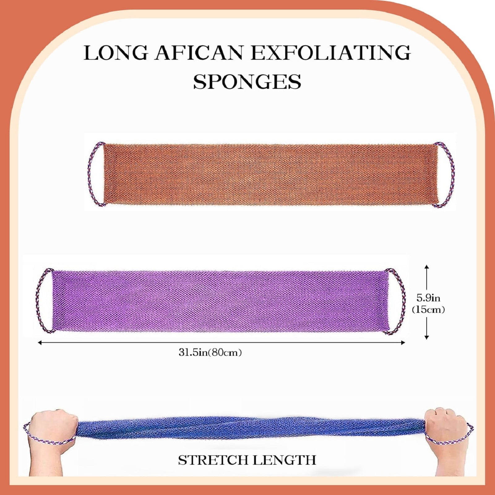 3 Pieces African Net Sponge with Handles Long African Exfoliating Net Washcloth Bath Sponge Net Cloth Wash Net Body Back Scrubber for Shower Loofah, 31.5x5.9 31.5