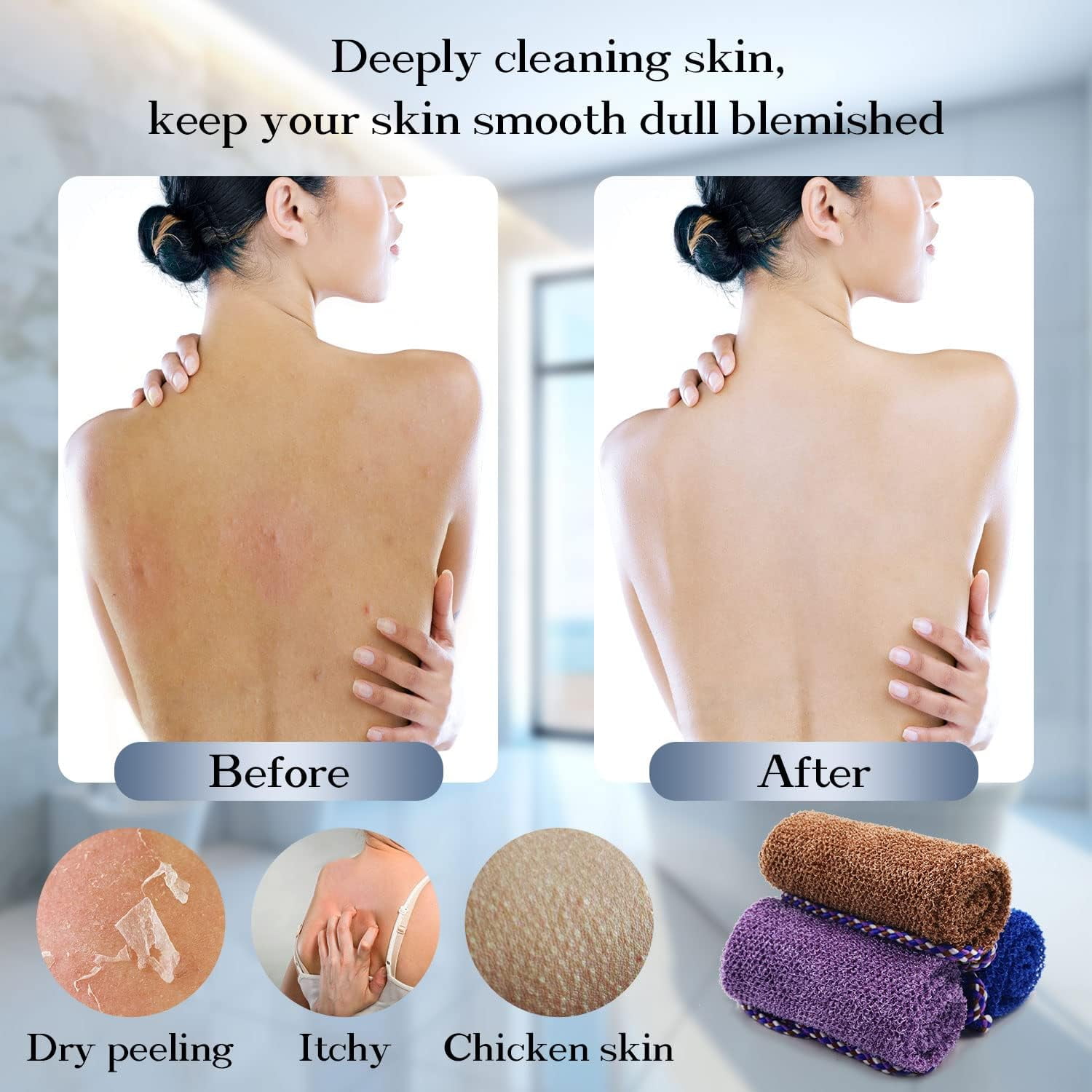 3 Pieces African Net Sponge with Handles Long African Exfoliating Net Washcloth Bath Sponge Net Cloth Wash Net Body Back Scrubber for Shower Loofah, 31.5x5.9 31.5