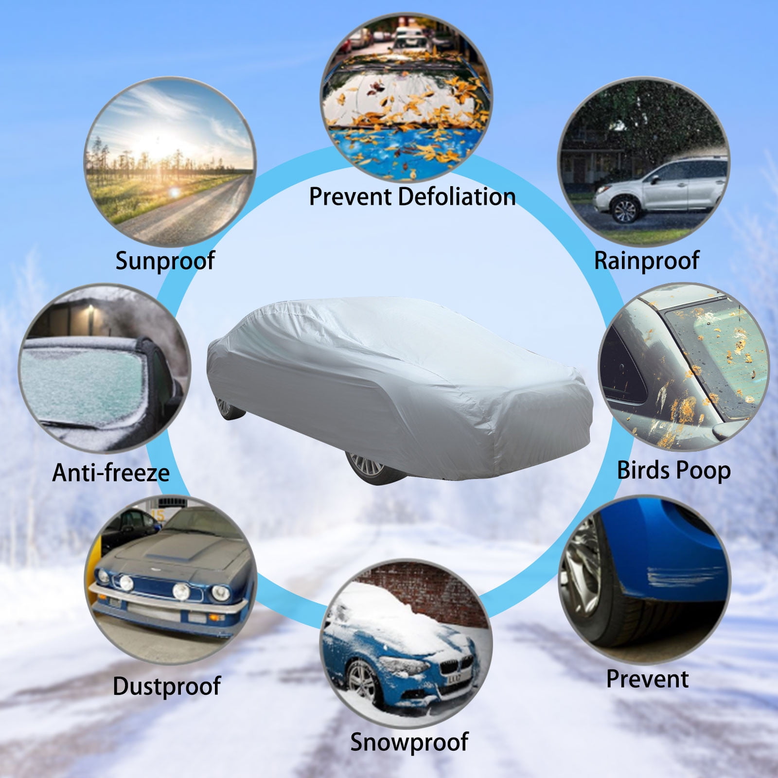 Car Cover Universal Fit - Lightweight All-Weather Protection Water & Scratch Resistant Fabric for Cars Trucks SUVs S - Image 4