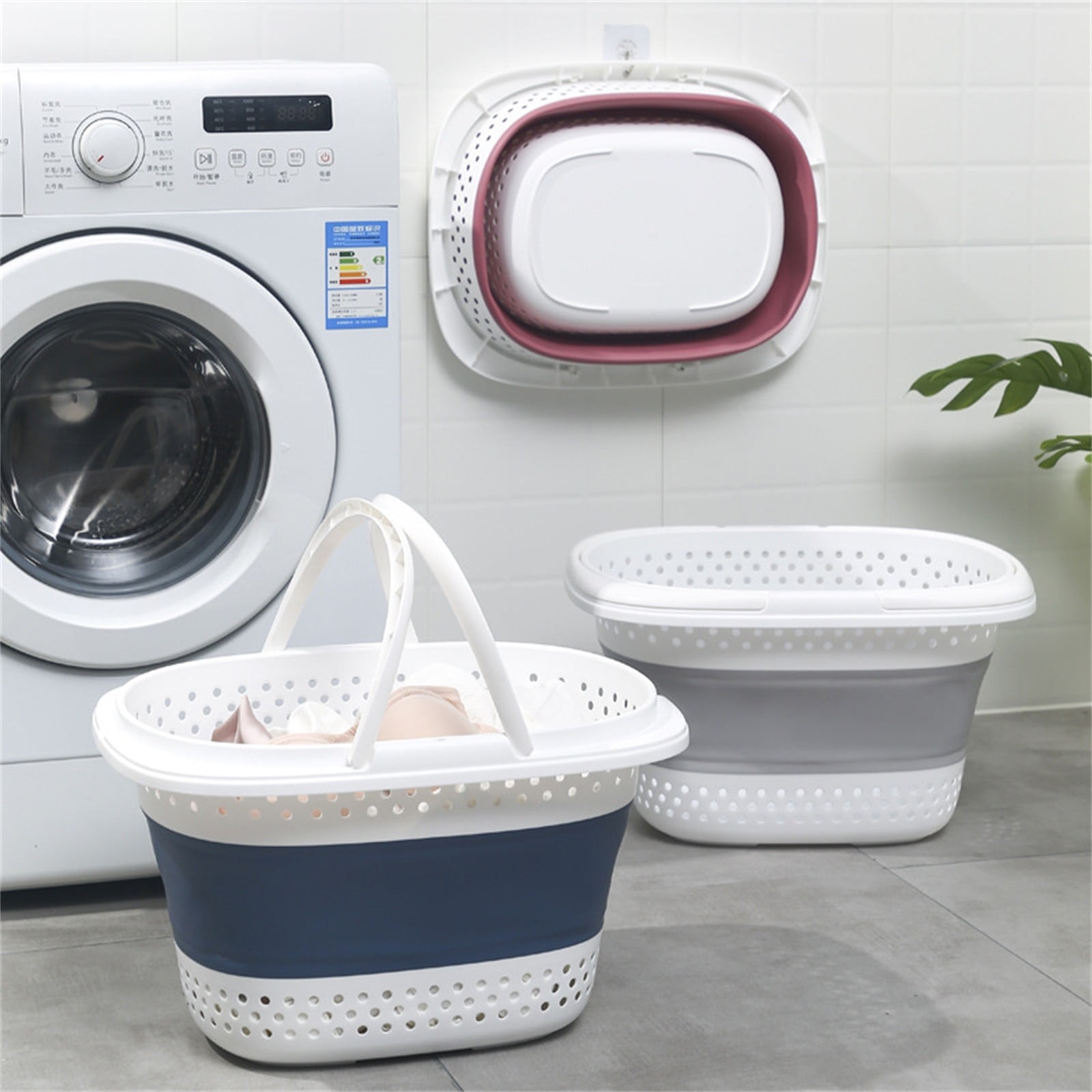 Collapsible Laundry Basket, Collapsible Laundry Basket with Handles, Foldable Laundry Basket Plastc,Pop Up Tall Storage Container/Organizer/Clothes Hamper for Laundry, 12.8x16.73x11.02 12.8