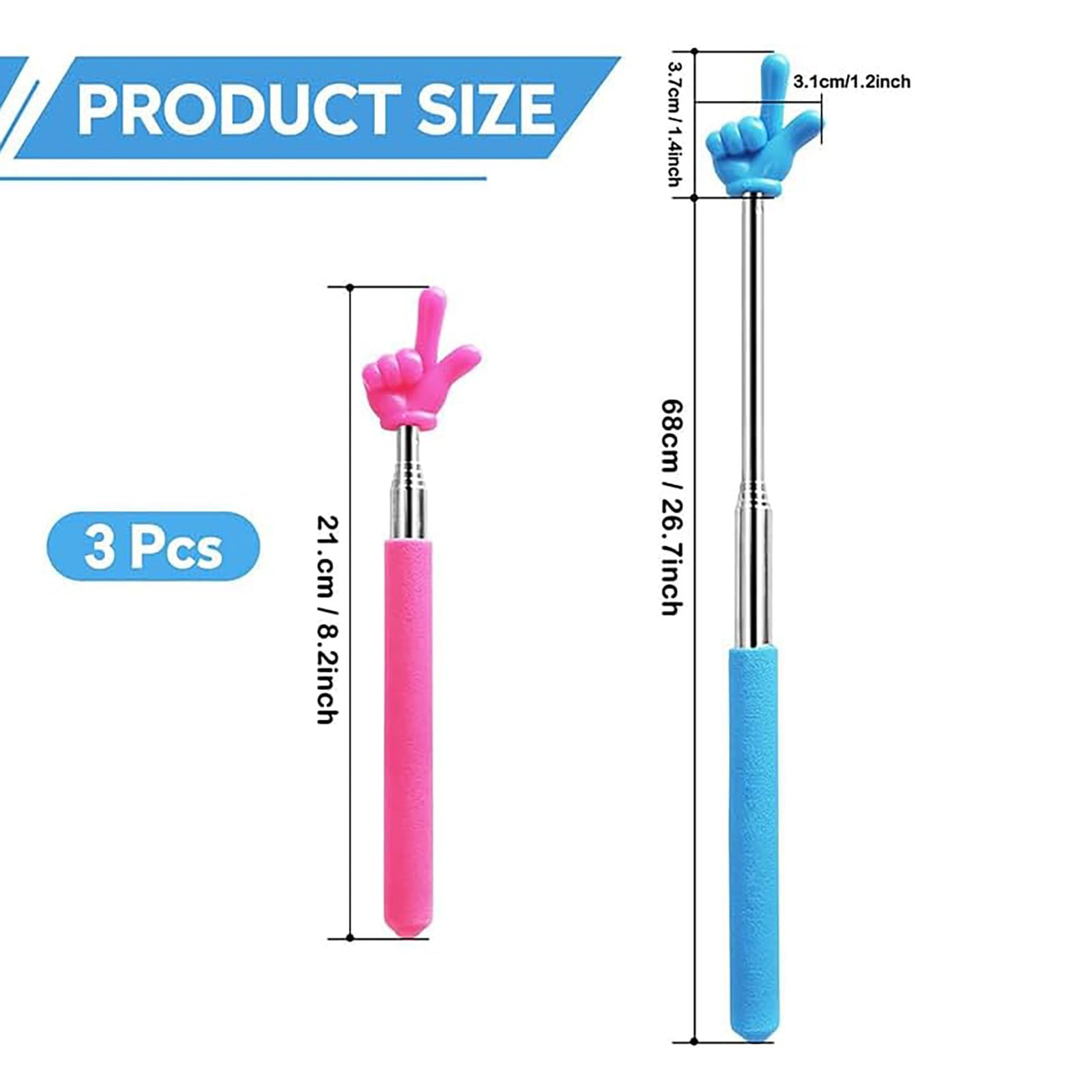 Retractable Teacher Pointer Sticks, 5 Colors Hand Pointer Stick, Student Finger Pointing Sticks, Extendable School Supplies for Reading, Classroom One Size Green - Image 2