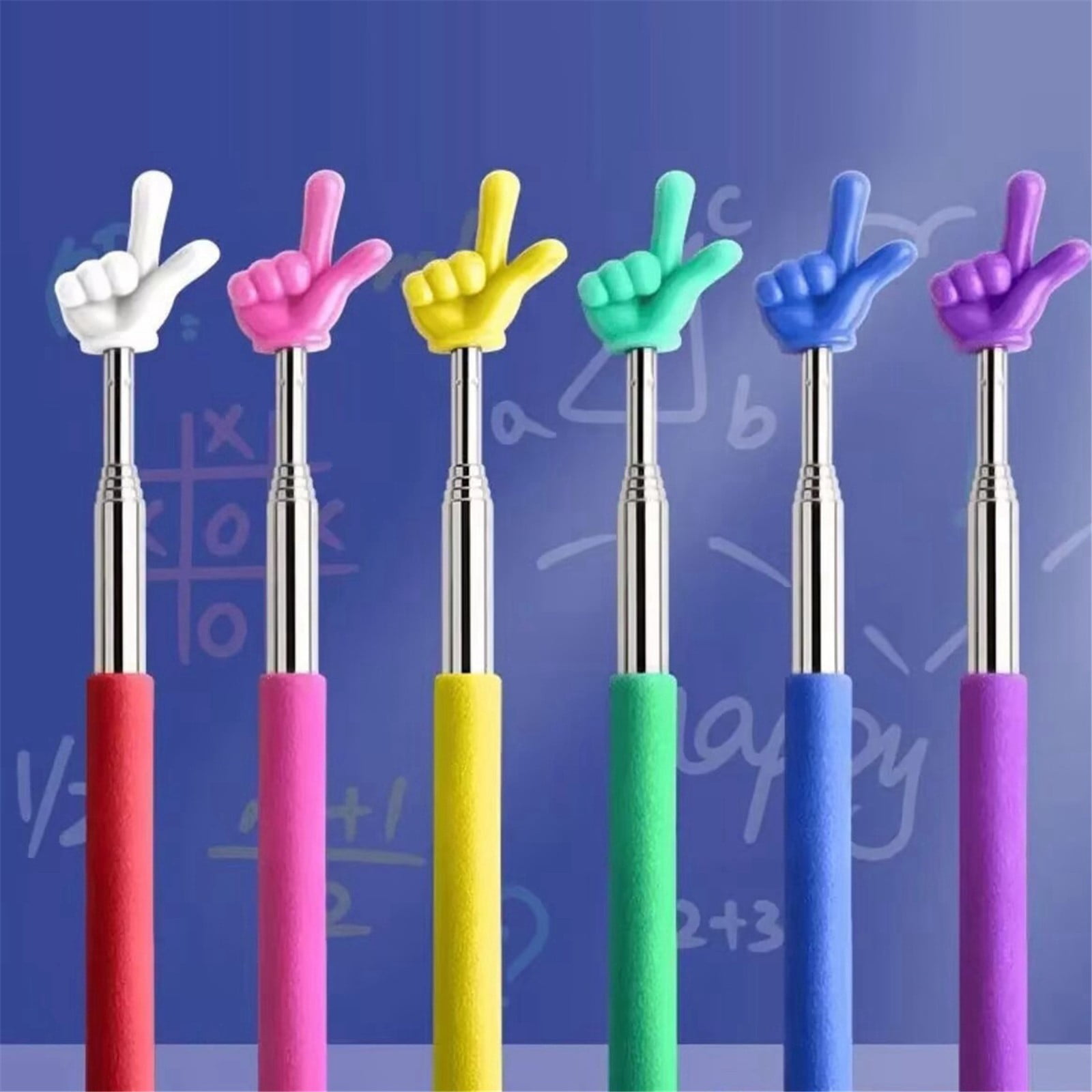 Retractable Teacher Pointer Sticks, 5 Colors Hand Pointer Stick, Student Finger Pointing Sticks, Extendable School Supplies for Reading, Classroom One Size Yellow - Image 5