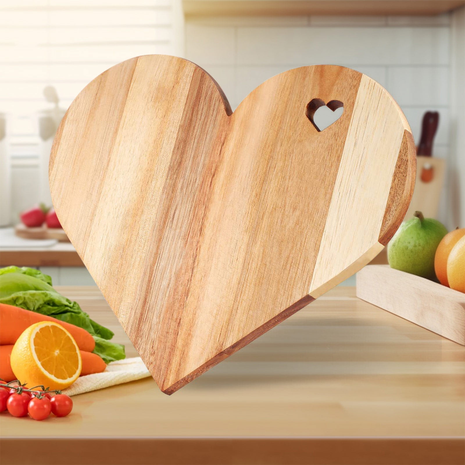 Heart Shaped Cutting Board Gifts for Wife Women Friend for Birthday,Acacia Wood Bread Board Cheese Serving Platter Serving Charcuterie for Meat Cheese and Vegetables for Women Lover - Image 2