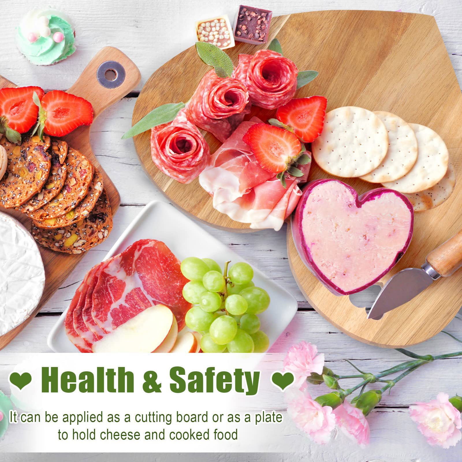 Heart Shaped Cutting Board Gifts for Wife Women Friend for Birthday,Acacia Wood Bread Board Cheese Serving Platter Serving Charcuterie for Meat Cheese and Vegetables for Women Lover - Image 6