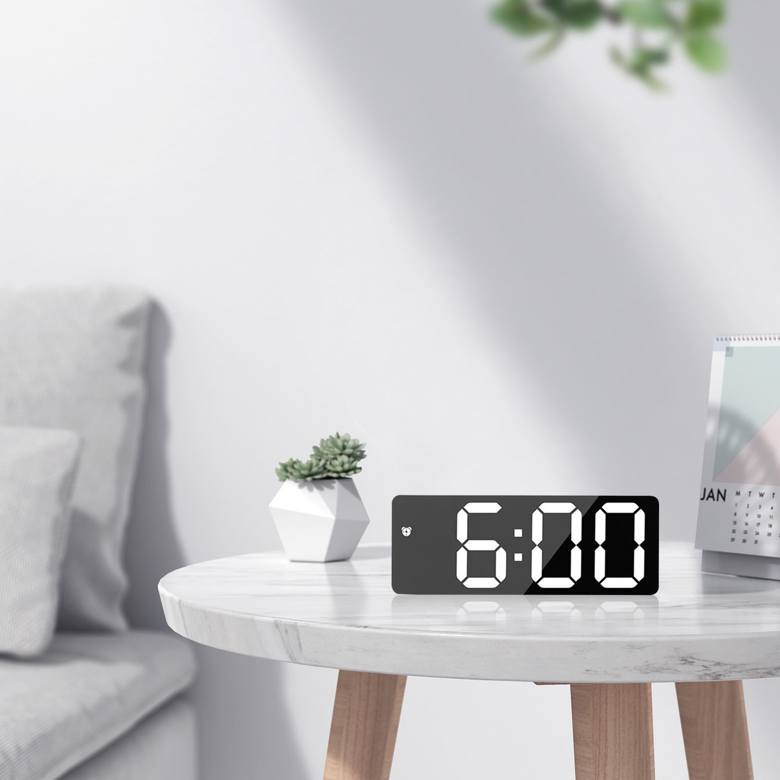 LED Digital Alarm Clock,12/24H Desk Alarm for Bedrooms, Table Clock Display with White Digits, Adjustable Levels Brightness,Temperature, Corded Powered - Image 5