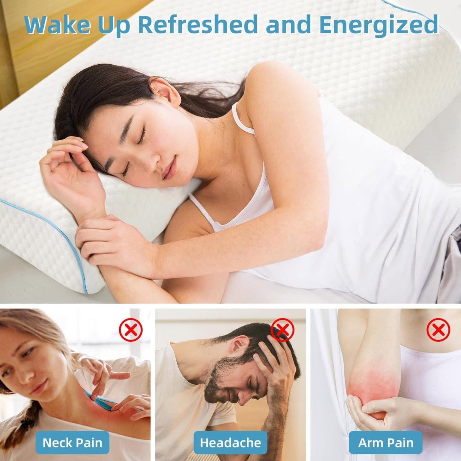 Memory Foam Cuddle Pillow, Shoulder Pillow for Side Sleepers, Arm Pillow with Arm Hole for Sleeping, Side Sleeper Pillow for Arm Pressure Relief with Breathable Pillowcase, 27.2x19.3 27.2