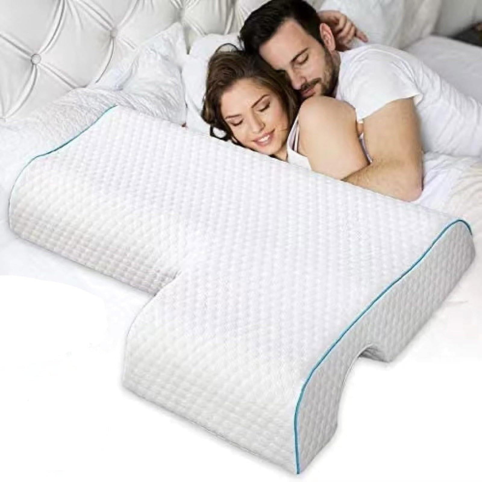 Memory Foam Cuddle Pillow, Shoulder Pillow for Side Sleepers, Arm Pillow with Arm Hole for Sleeping, Side Sleeper Pillow for Arm Pressure Relief with Breathable Pillowcase, 27.2x19.3 27.2