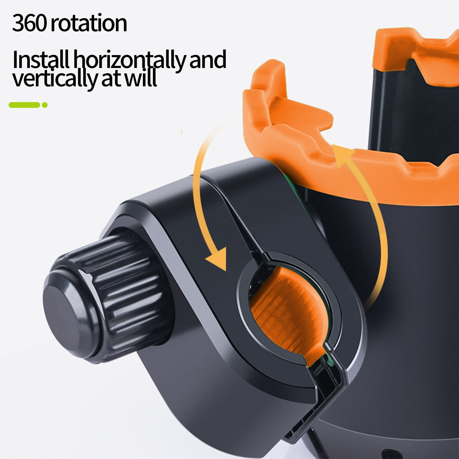 2-in-1 Adjustable Drink Holder,Universal Cup Holder with Cell Phone Holder,Large Diameter Design Bike Cup Holder for Wheelchair Walker Bike OG Orange - Image 5