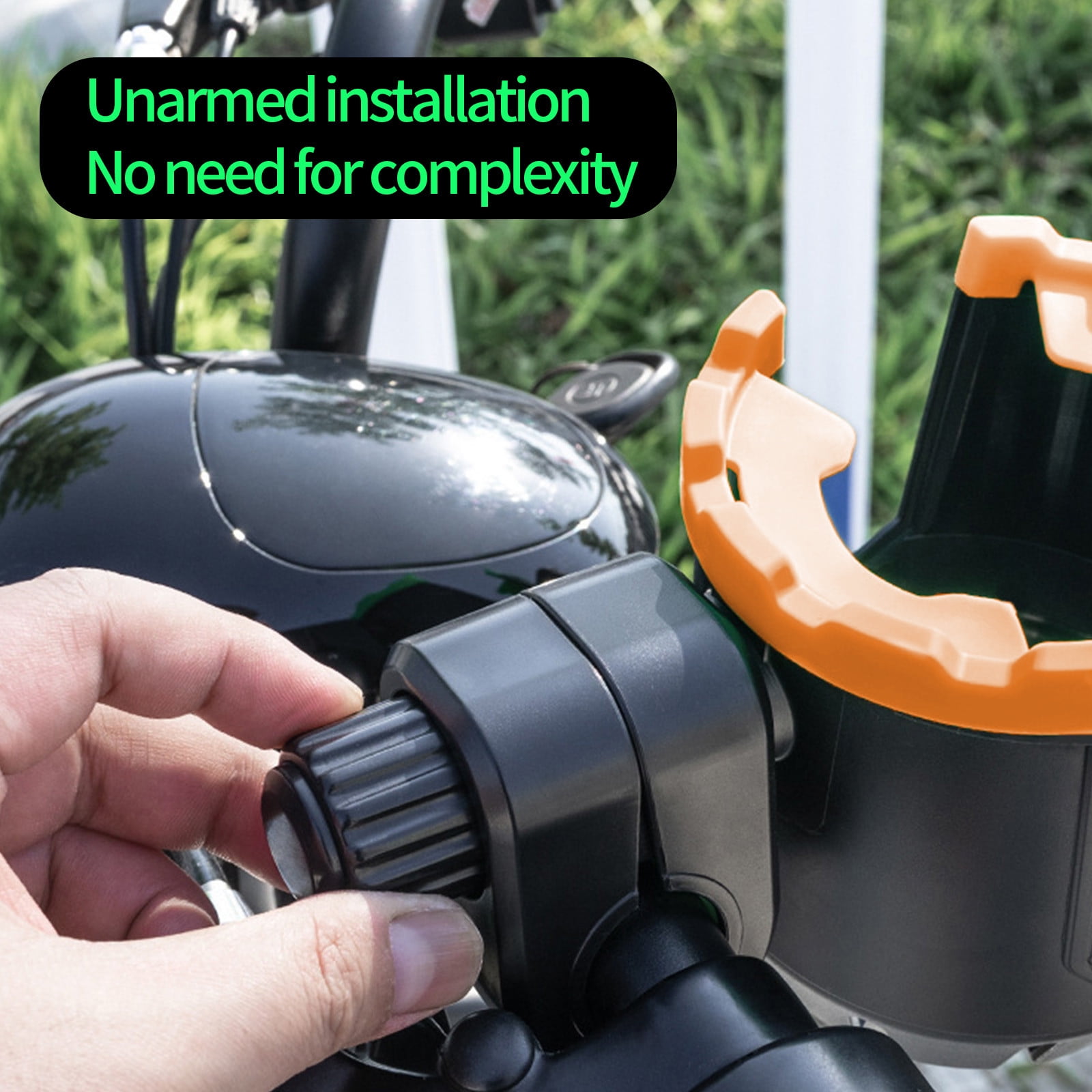 2-in-1 Adjustable Drink Holder,Universal Cup Holder with Cell Phone Holder,Large Diameter Design Bike Cup Holder for Wheelchair Walker Bike OG Orange - Image 6