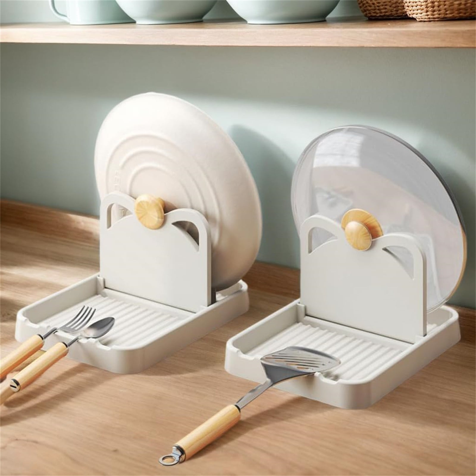 Silicone Spoon Rest with Lid, Heat-Resistant Foldable Utensil Holder for Spatulas, Kitchen Counter Organizer, Stove Top Safe Gray 7.28x5.51x4.13' 7.28