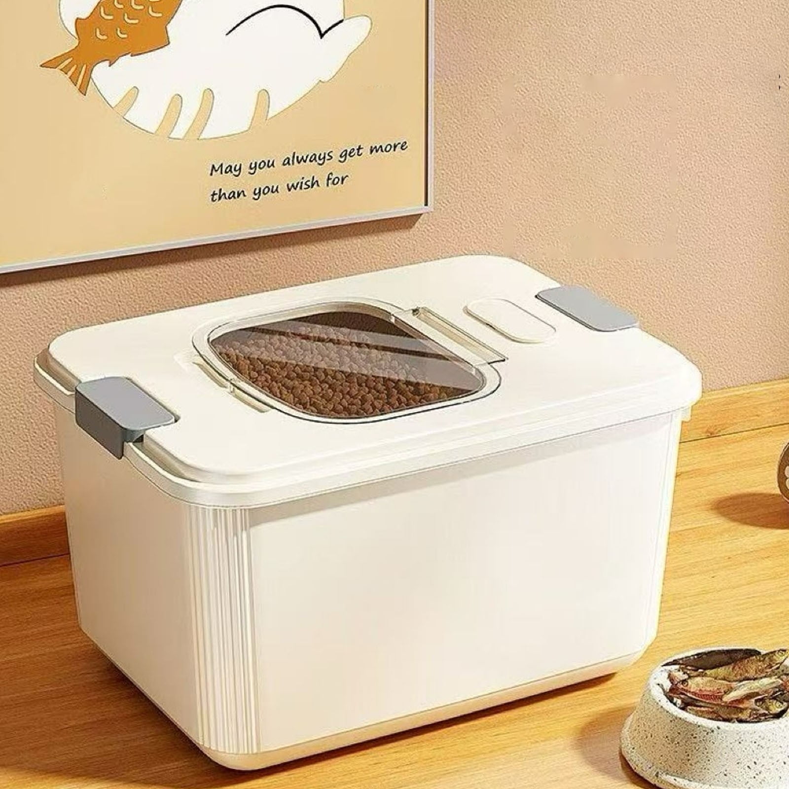 Airtight Pet Food Storage Container for Dog Cat Food Up to 10lbs Large Dry Food Bin with Measuring Cup Lids for Treats and Other Pets (10 LB), 6.31x9.44x7.08 7.99