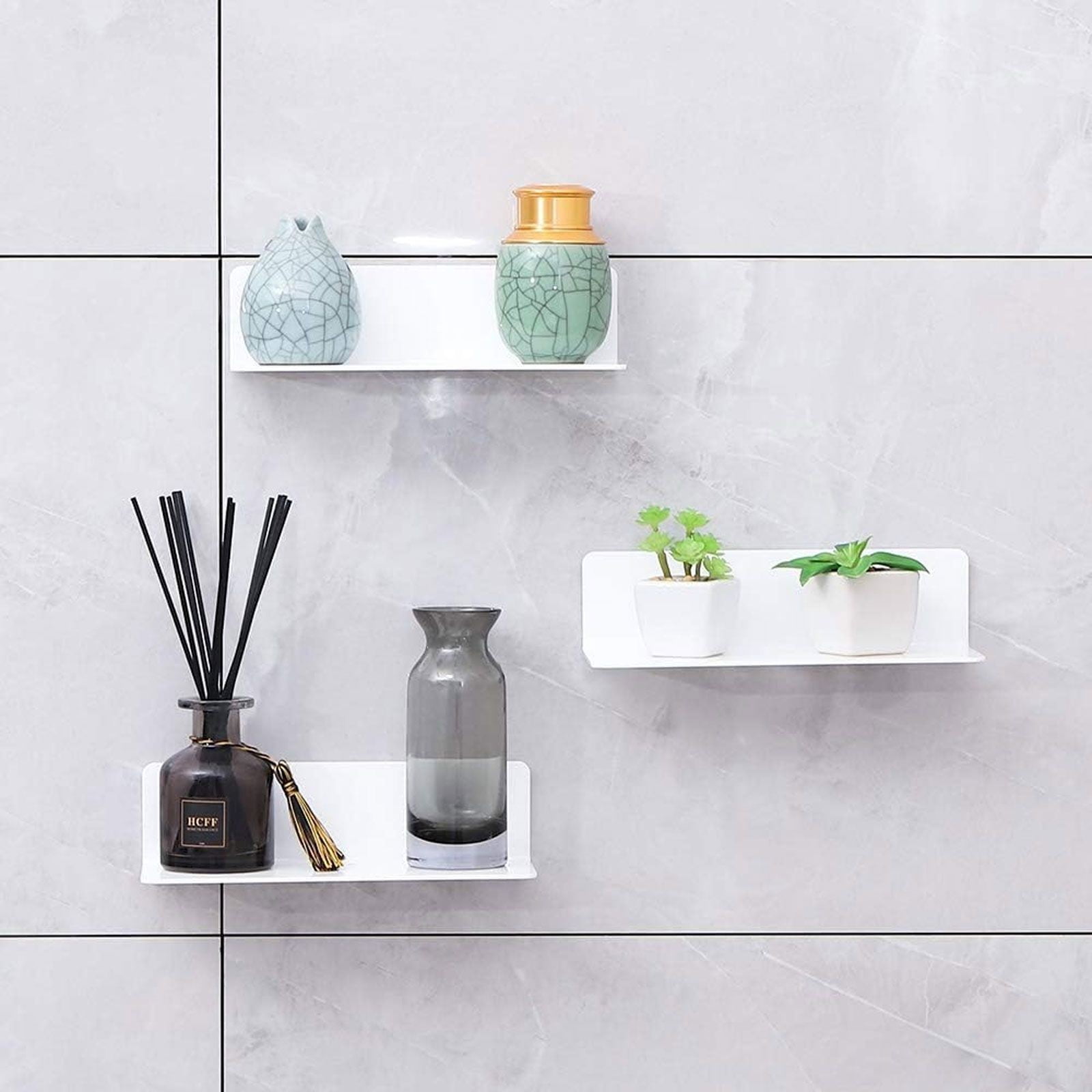 Acrylic Floating Shelves, 9 Inch Acrylic Wall Mounted Hanging Shelf Bookshelf for Bedroom, Gaming Room, Living Room, Bathroom, Office, 3.5x9.0x2.4 3.5