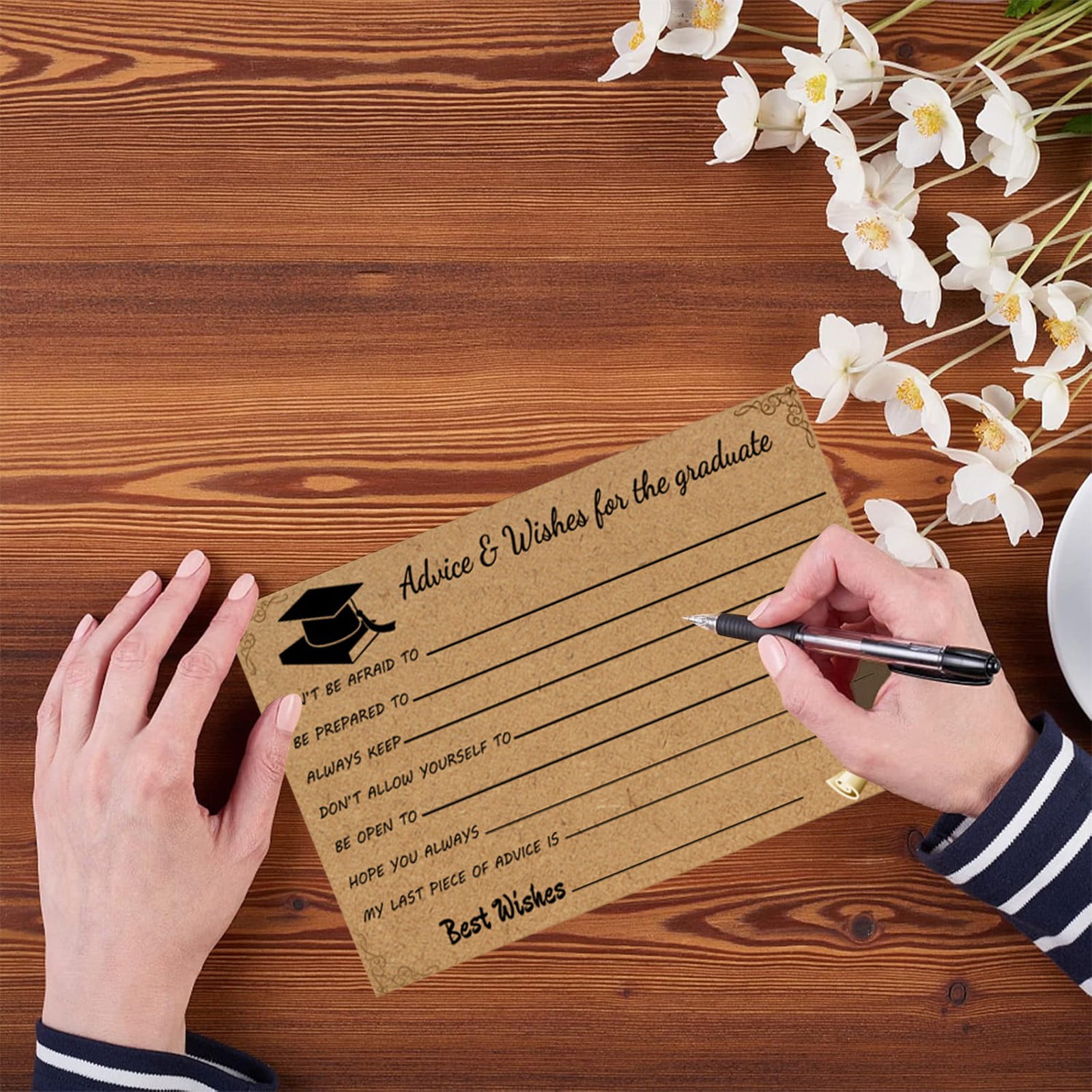 Graduation Advice And Well Wishes Cards For Graduates - Class Of 2025 Grad Cap & Diploma Fill-In Advice Cards For High School, College Grad Party Supplies (Retro Kraft Paper), 10 PCS, 6.1x4.13 6.1x4.13