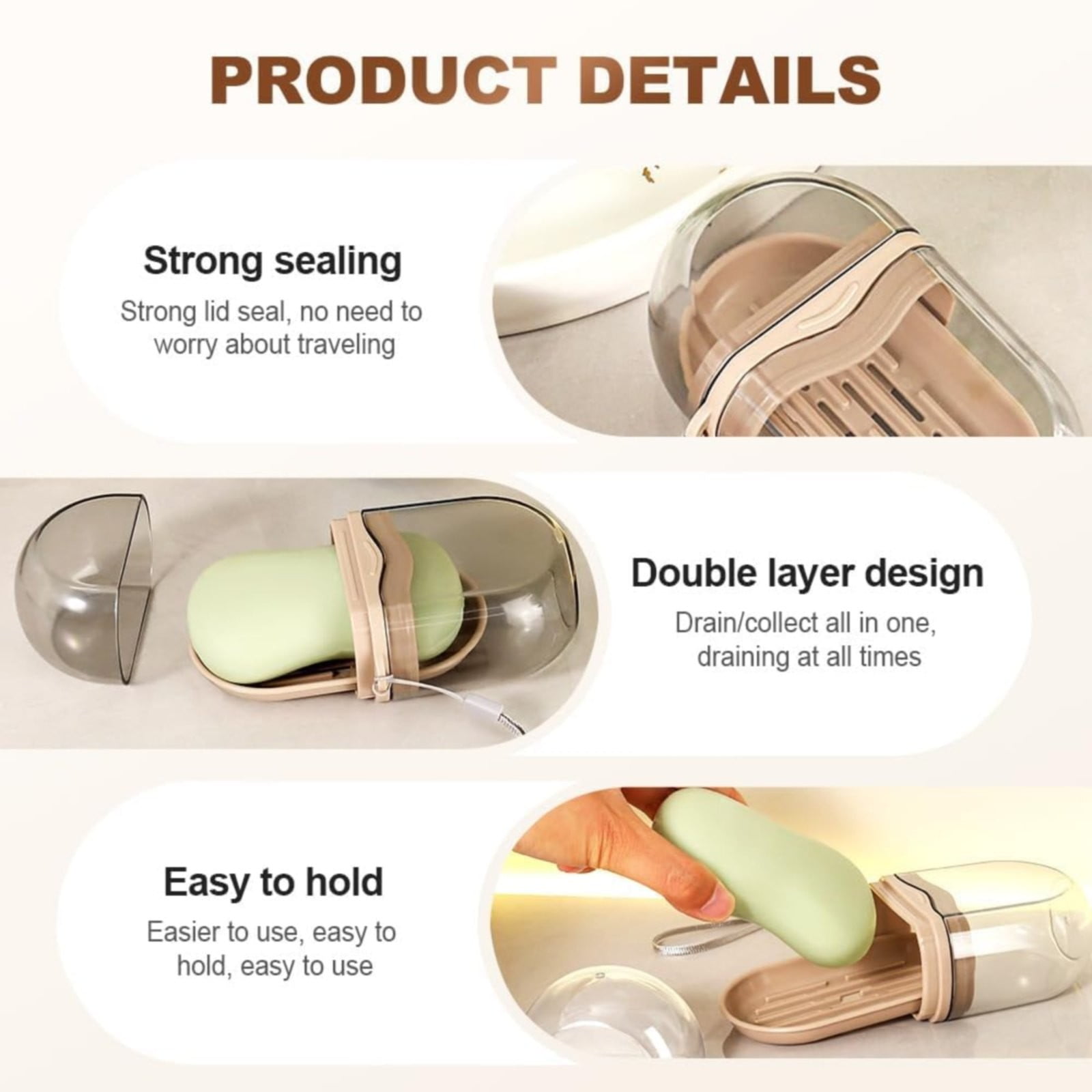 Bar Soap Holder Dish 1 Pack for Shower, Travel Soap Case with Lid for Gym, Camping Essentials, Travel Size Toiletries, Portable, Leakproof 4.33