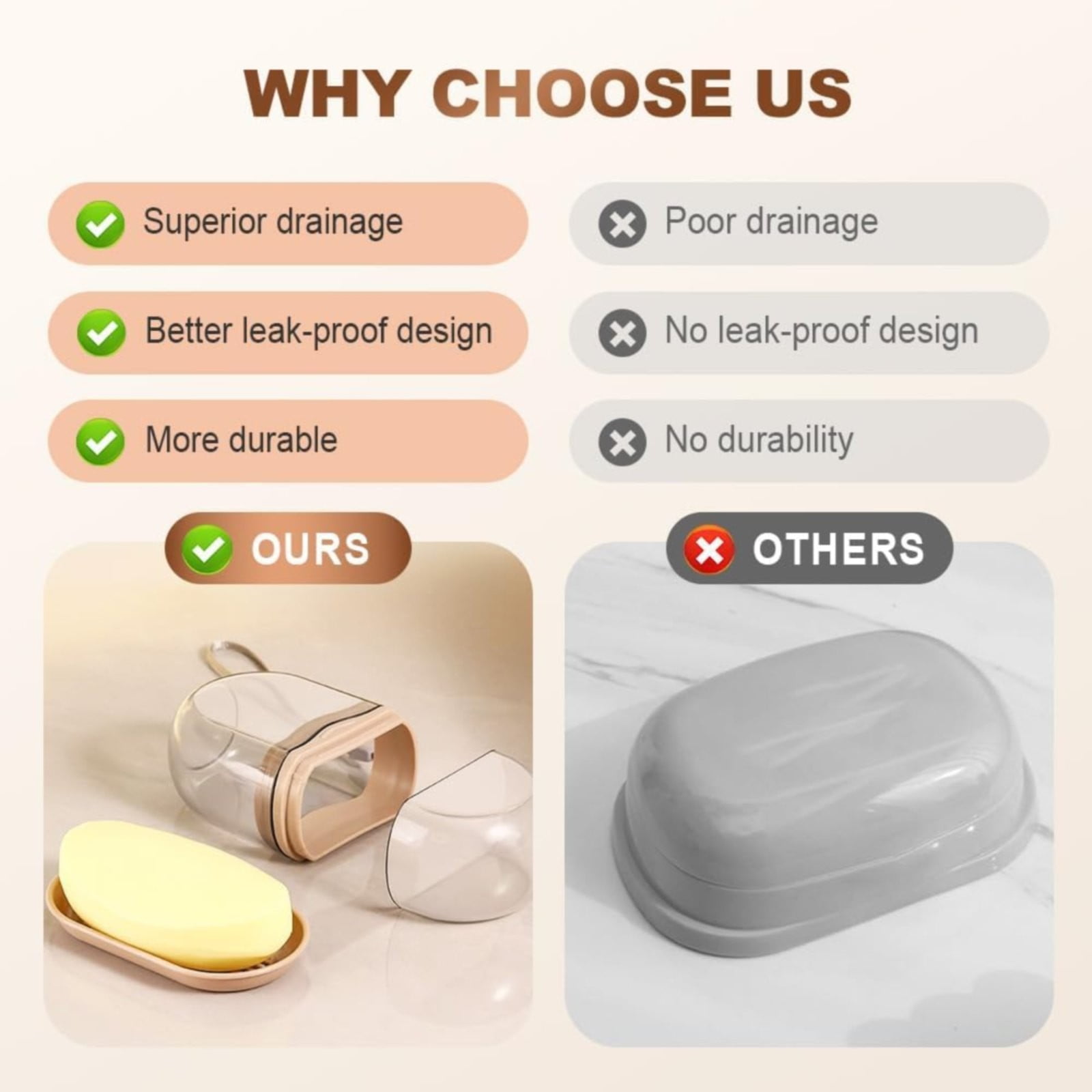 Bar Soap Holder Dish 1 Pack for Shower, Travel Soap Case with Lid for Gym, Camping Essentials, Travel Size Toiletries, Portable, Leakproof 4.33