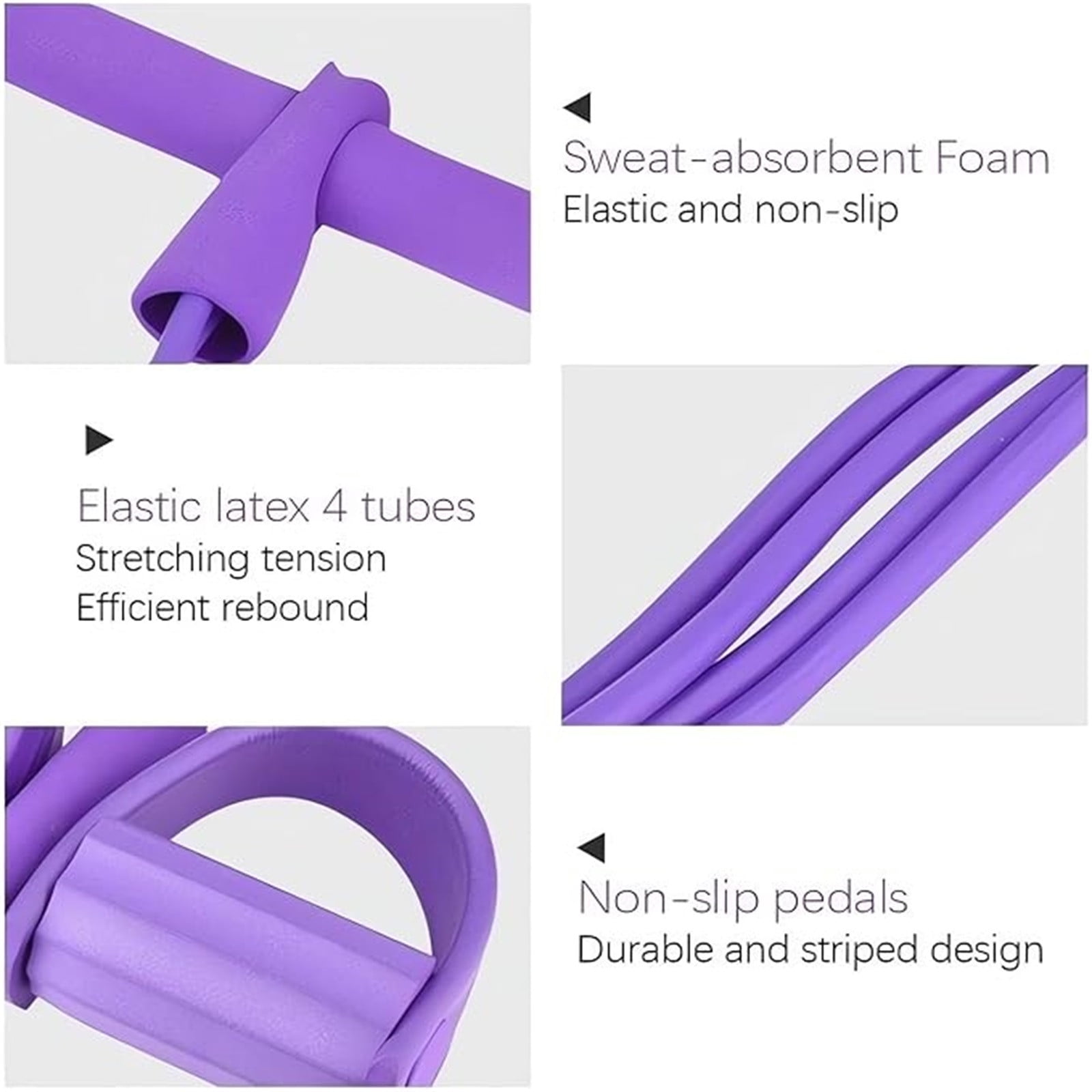 Clearance！4-Tube Pedal Puller Resistance Rope - Foot Pedal Resistance Band,Yoga Elastic Exercise Bands, for Women Jump Fitness, Abdomen/Arm Weight/Waist/Leg Stretching Slimming Training Purple - Image 5