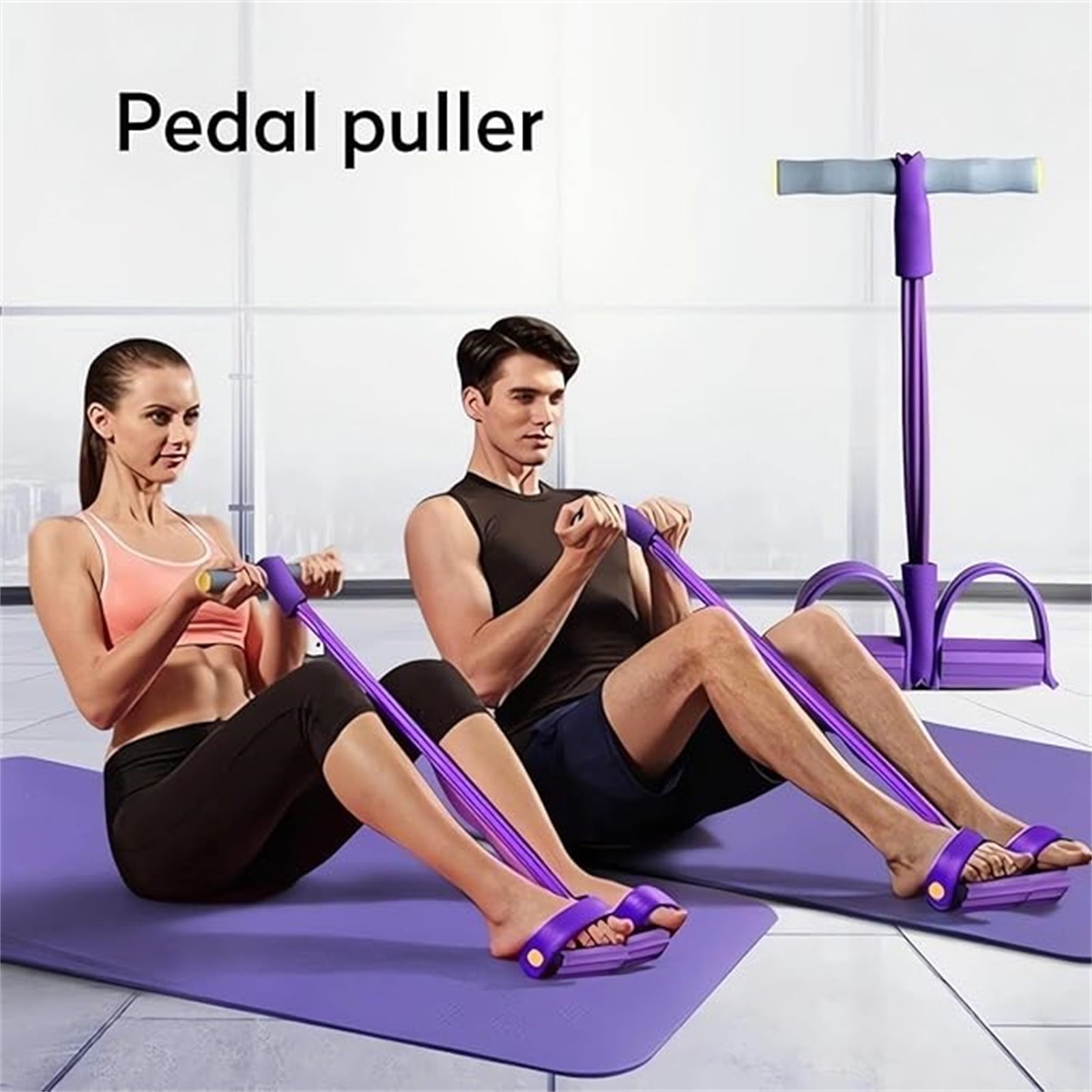 Clearance！4-Tube Pedal Puller Resistance Rope - Foot Pedal Resistance Band,Yoga Elastic Exercise Bands, for Women Jump Fitness, Abdomen/Arm Weight/Waist/Leg Stretching Slimming Training Purple - Image 6