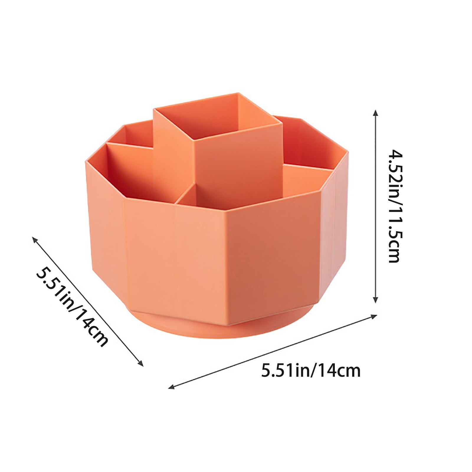Large Capacity Rotating Pen Holder, Desktop Organizer for Office Supplies, Cosmetics Brushes, 5-Slot Plastic Storage Basket for Desk, Dorm, Kitchen Counter White 5.51x5.51x4.52' 5.51