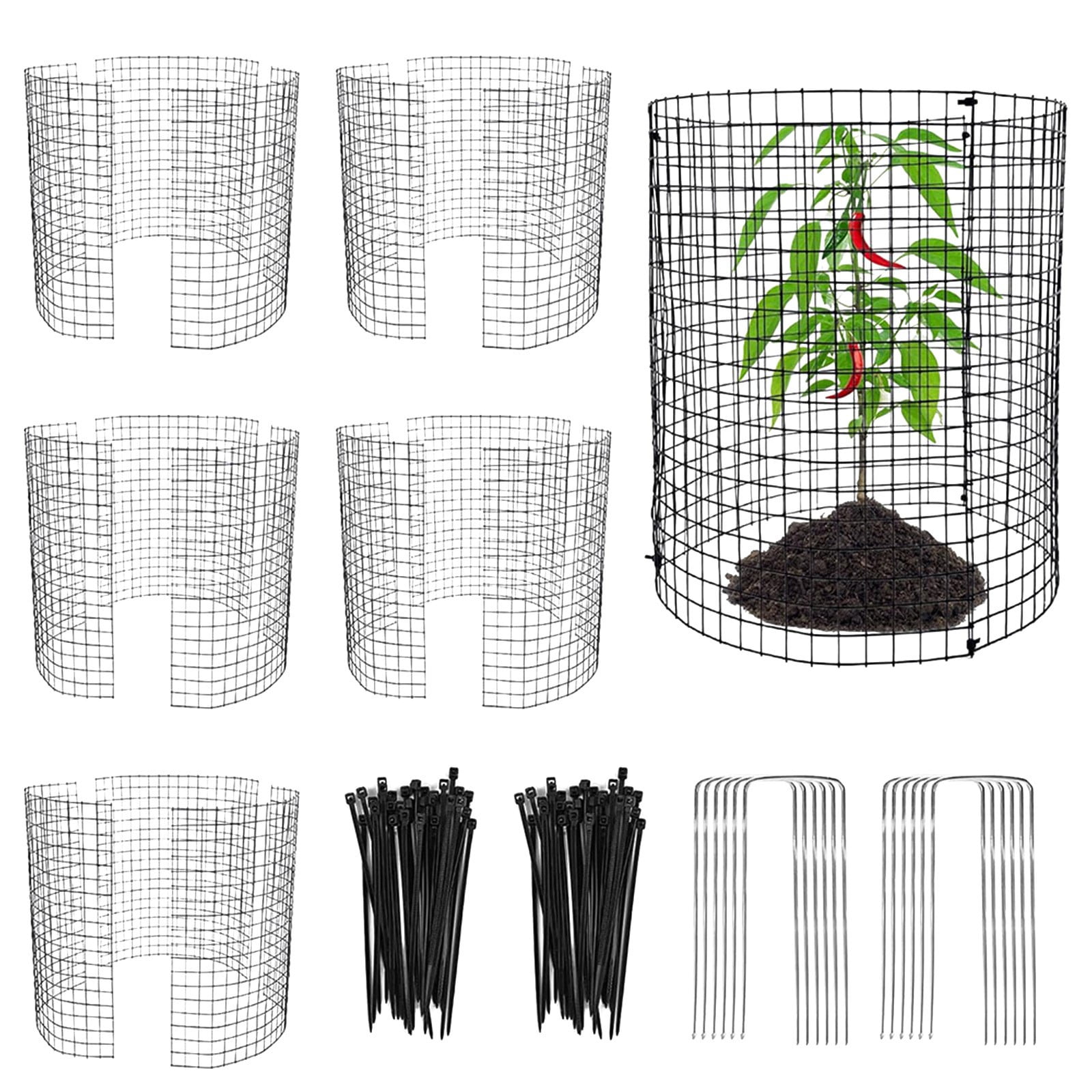 Wire Plant Protectors Wire Plant Cages Metal Mesh Plant Cage Chicken Wire Cloche with Ground Stakes and Nylon Ties Protect Plants,Garden,Shrubs and Vegetables from Animals 6PC - Image 4