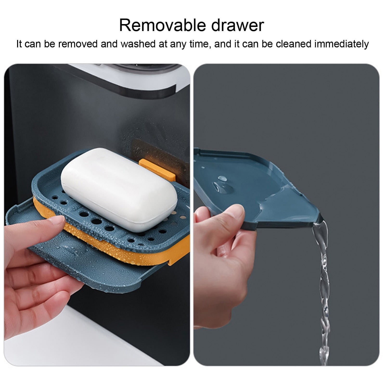 Shower Soap Dish with Suction Cups, Wall-Mounted Bathroom Organizer for Bar Soap, Waterproof Kitchen Soap Holder with Drainage Holes Blue 5.12x3.35x0.787'' Blue - Image 6