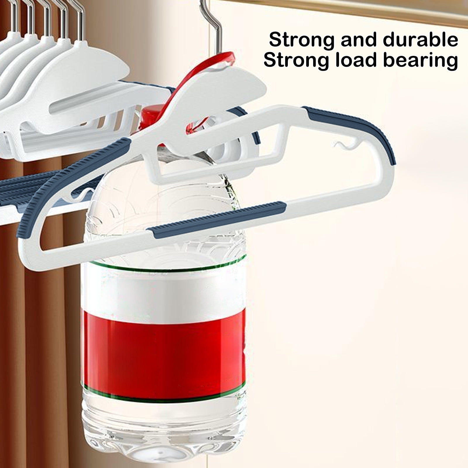 Clothes Hangers Plastic, Sweater Hanger with 360° Swivel Hook, No Slip Hangers Wind Proof, Hanger Space-Saving, No Shoulder Bump Hangers Blue - Image 3