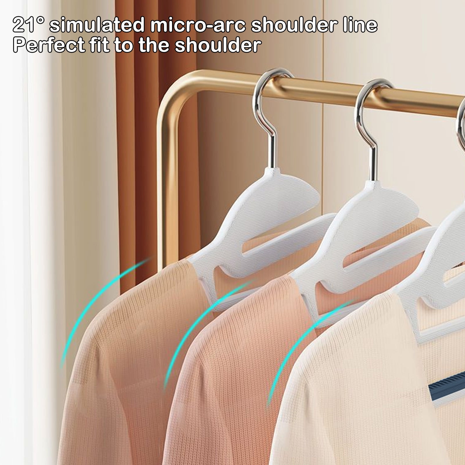 Clothes Hangers Plastic, Sweater Hanger with 360° Swivel Hook, No Slip Hangers Wind Proof, Hanger Space-Saving, No Shoulder Bump Hangers Blue - Image 4