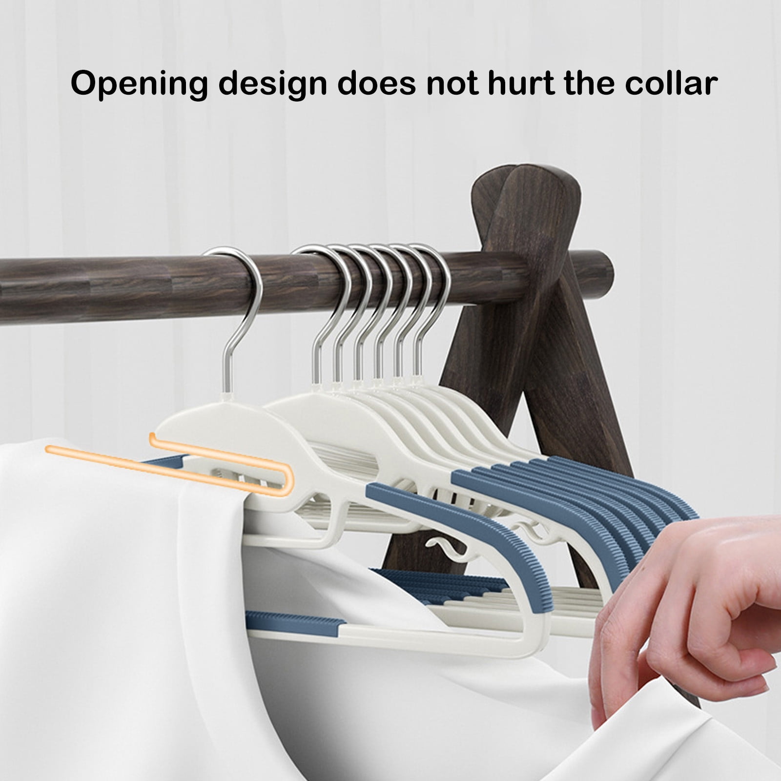 Clothes Hangers Plastic, Sweater Hanger with 360° Swivel Hook, No Slip Hangers Wind Proof, Hanger Space-Saving, No Shoulder Bump Hangers Blue - Image 5