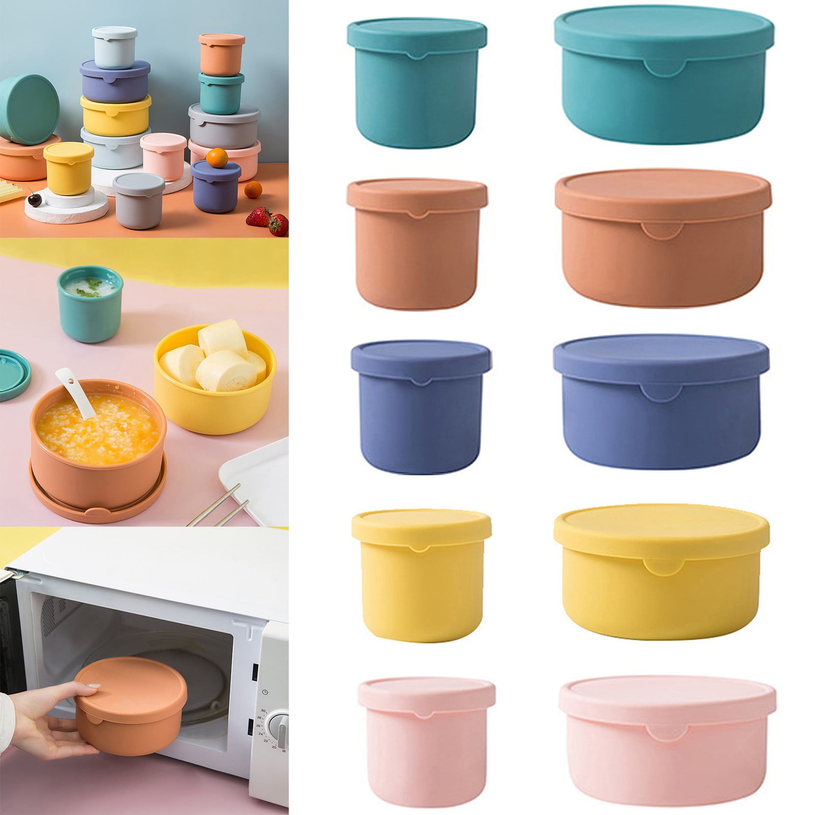 CGZQFEI Silicone Food Containers for Kids, Reusable Baby Snack Fruits Container with Lids, Leak Proof Silicone Food Storage Containers Kids Small Lunch Box BPA Free for Daycare School Travel Pink2 - Image 1