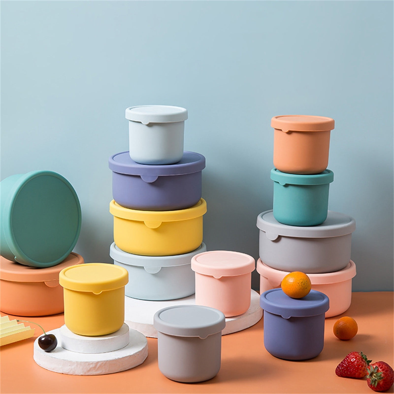 CGZQFEI Silicone Food Containers for Kids, Reusable Baby Snack Fruits Container with Lids, Leak Proof Silicone Food Storage Containers Kids Small Lunch Box BPA Free for Daycare School Travel Pink2 - Image 4