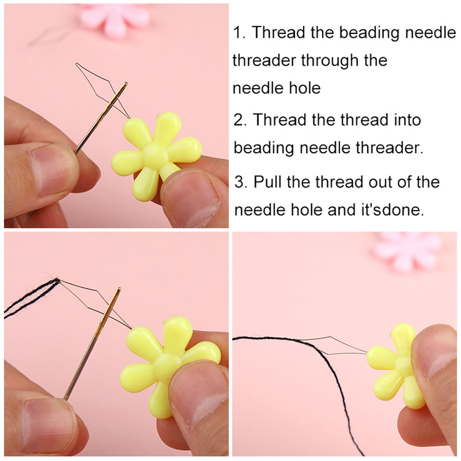 CGZQFEI Embroidery Needle Threader Tool Plastic Flower Head Sewing Machine Needle Threader for Hand Sewing Cross Stitch Craft Knitting Quilting (Mix Colors) One Size Pink1 - Image 4