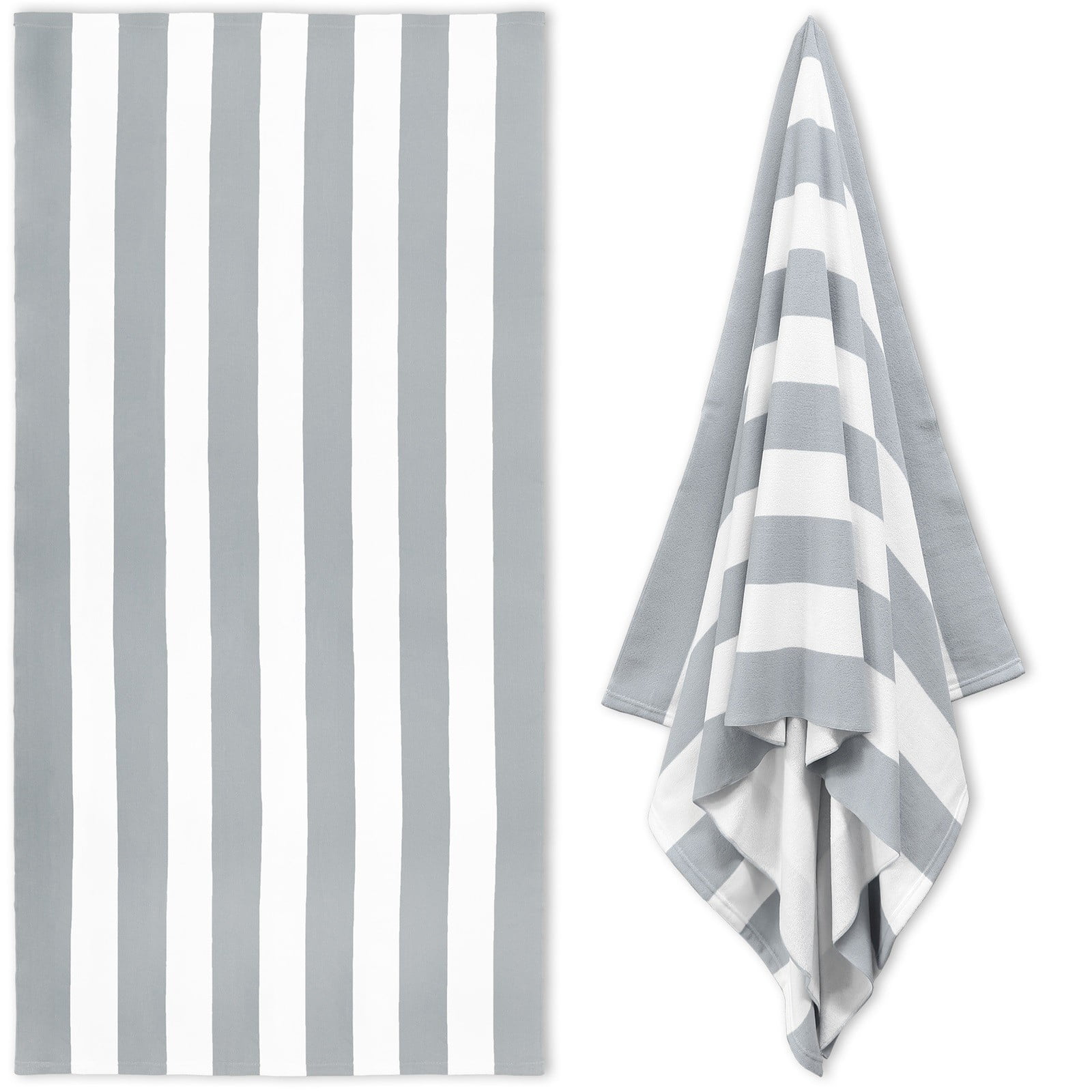 Large Oversized Beach Towel - Big Size Cotton 35 x 70 Inch Striped Pool Towel, Large Cabana Soft Swimming Towel for Adult Men Women, (Light Blue) 35
