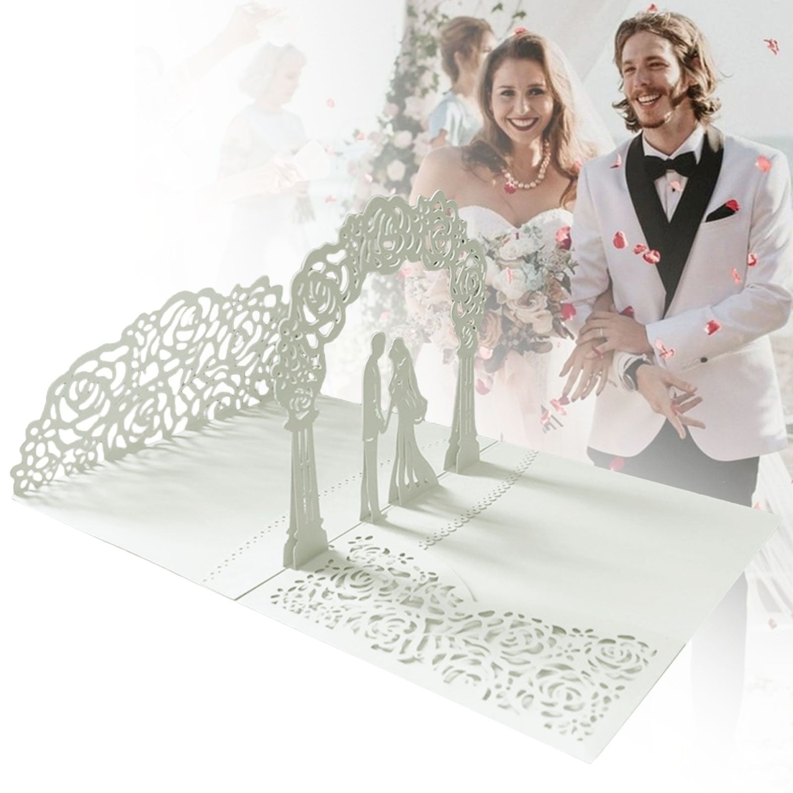 Wedding Cards for Bride and Groom - Pop-Up Congratulations Card with Money Holder for Cash Gift – Elegant Marriage Card for Son & Daughter in Law (Dark Blue) 5.12x7.09 5.12