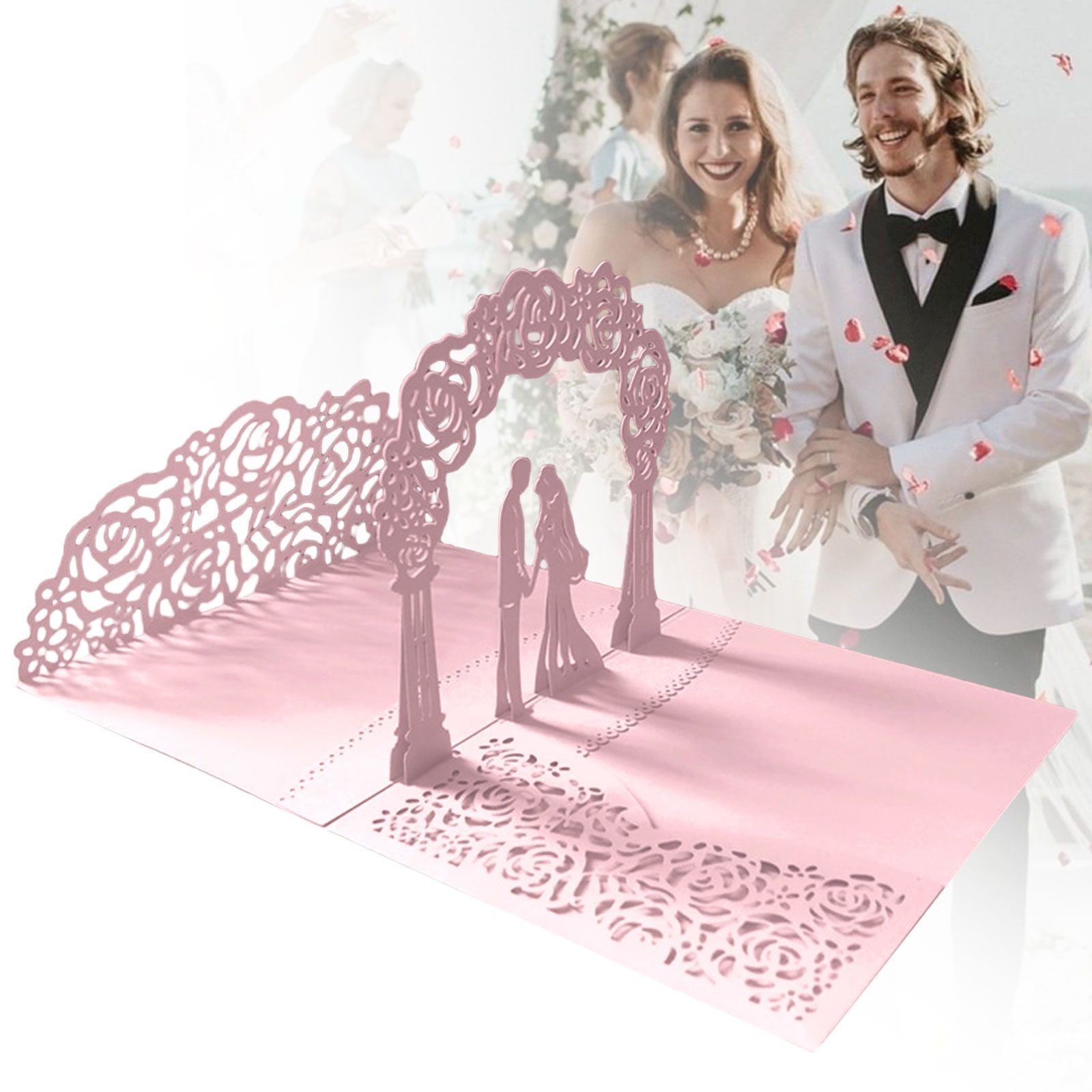 Wedding Cards for Bride and Groom - Pop-Up Congratulations Card with Money Holder for Cash Gift – Elegant Marriage Card for Son & Daughter in Law (Dark Blue) 5.12x7.09 5.12