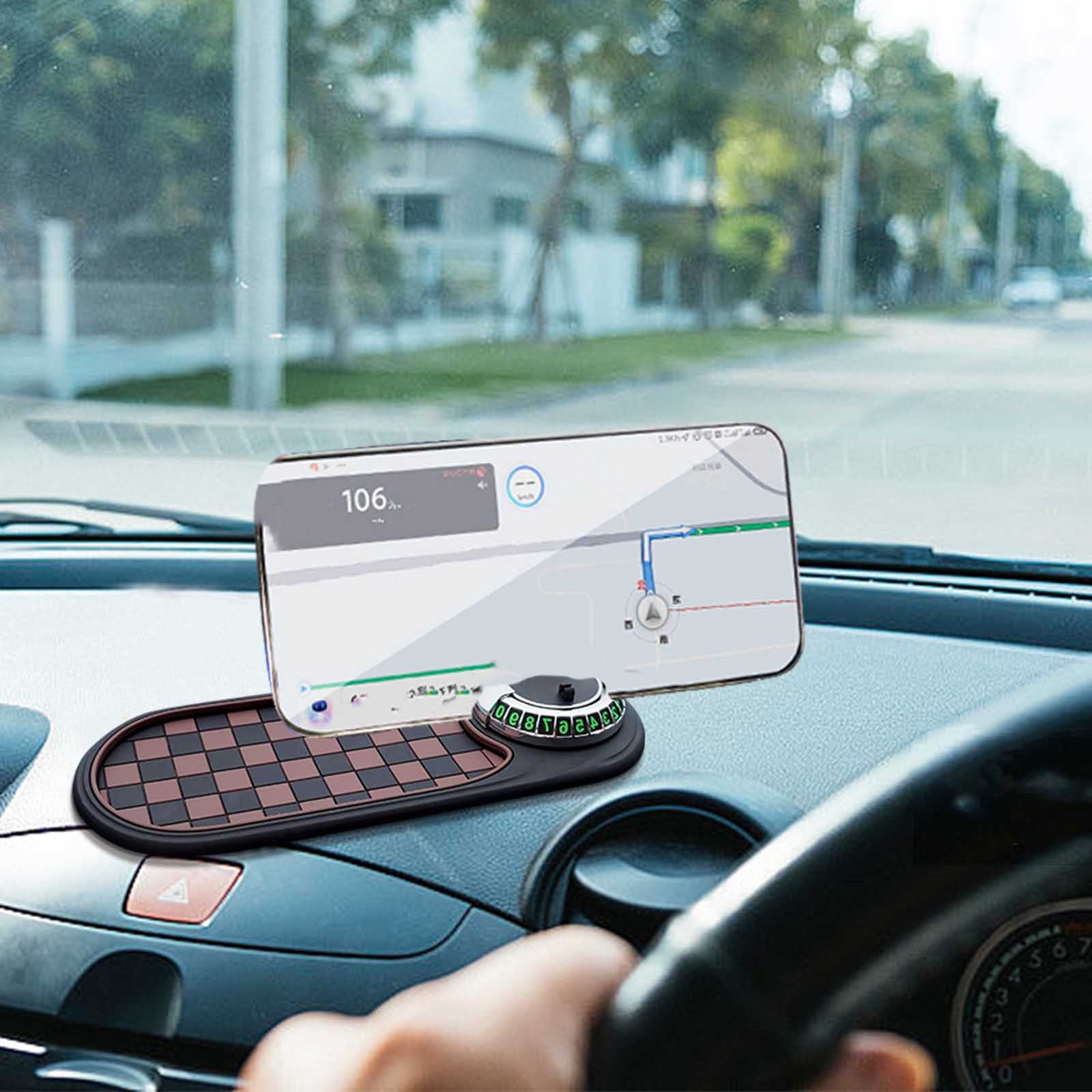 Auto Anti-Slip Mat,Multifunction Car Universal Phone Holder, Rotatable Anti Skid Car Dashboard Pad with Temporary Parking Numbe and Large Pad for Phones Sunglasses Keys Gadgets B - Image 3