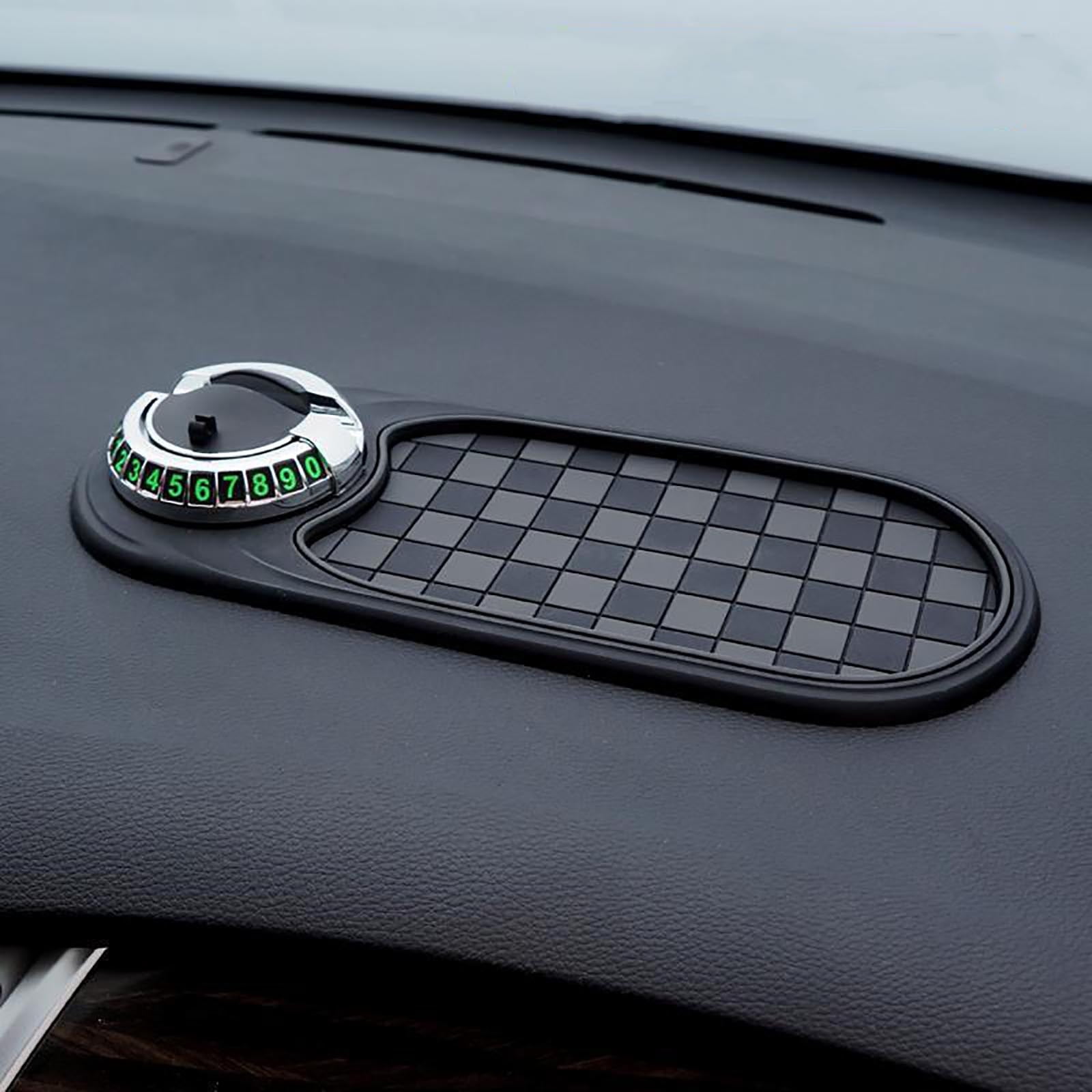 Auto Anti-Slip Mat,Multifunction Car Universal Phone Holder, Rotatable Anti Skid Car Dashboard Pad with Temporary Parking Numbe and Large Pad for Phones Sunglasses Keys Gadgets E - Image 1