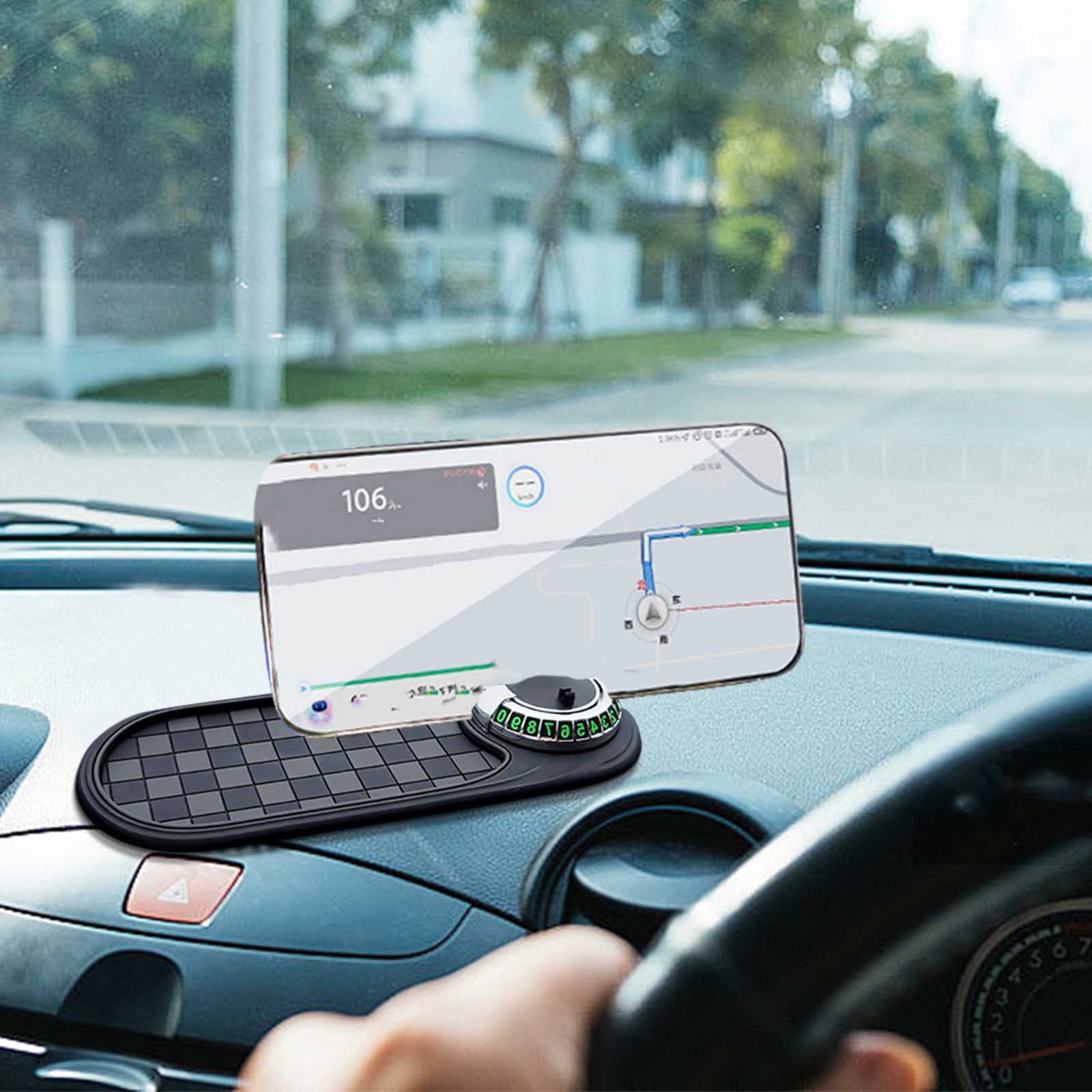 Auto Anti-Slip Mat,Multifunction Car Universal Phone Holder, Rotatable Anti Skid Car Dashboard Pad with Temporary Parking Numbe and Large Pad for Phones Sunglasses Keys Gadgets E - Image 3