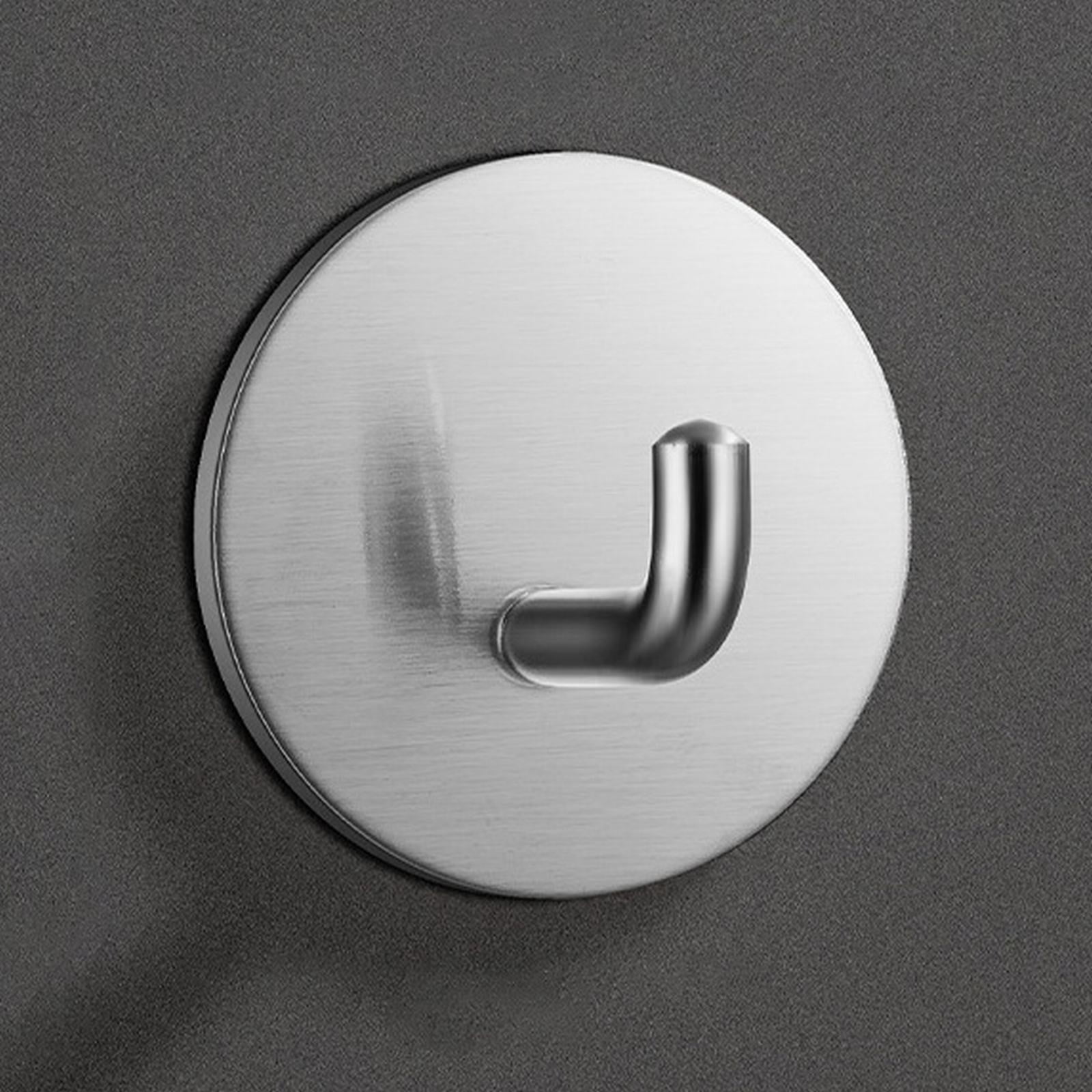 Adhesive Hooks Heavy Duty Waterproof in Shower Hooks for Hanging Loofah, Towels Clothes for Bathroom Removable Stainless Steel Brush Nickel Adhesive Wall Hooks 4 Pcs (Sliver) 1.8x1.8 1.8