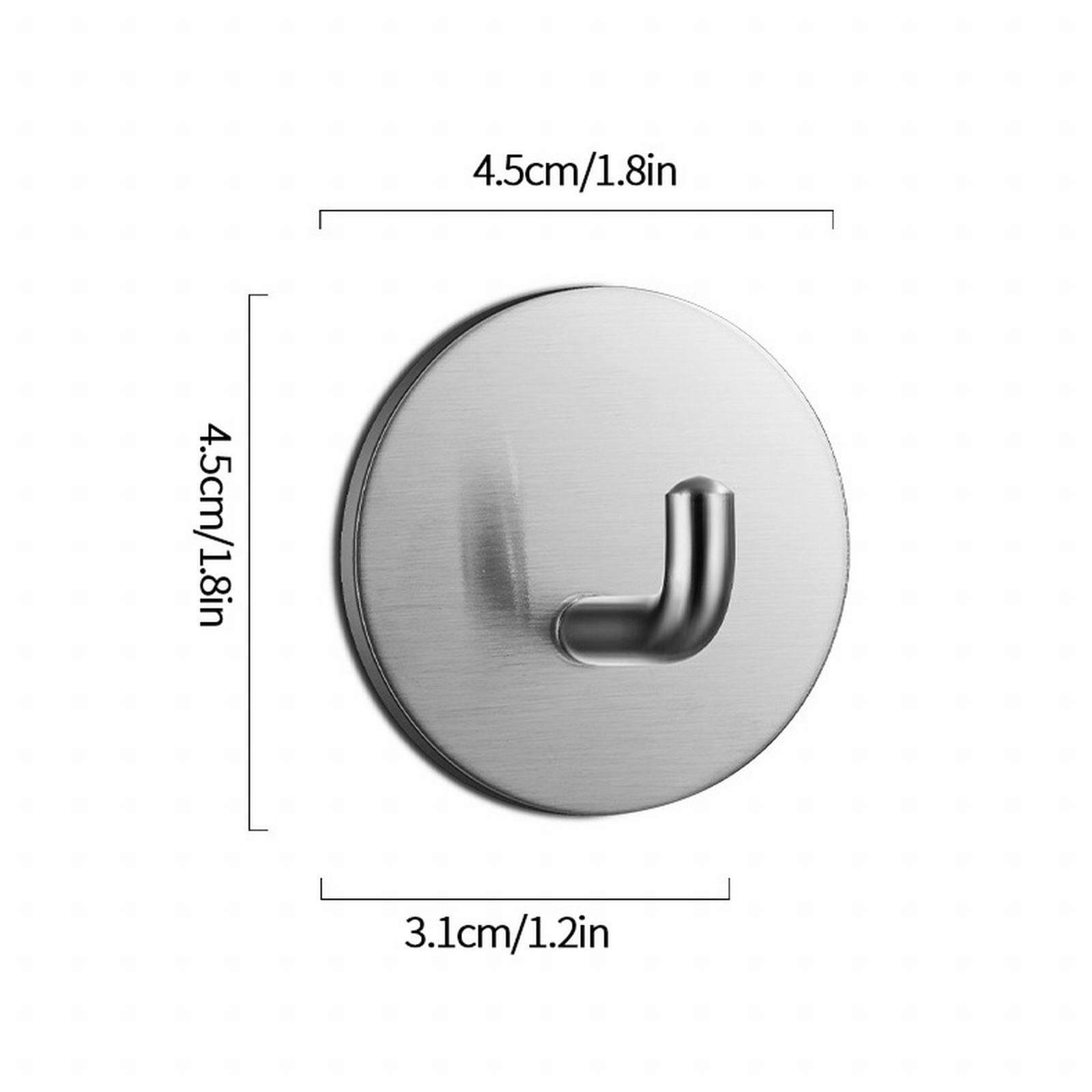 Adhesive Hooks Heavy Duty Waterproof in Shower Hooks for Hanging Loofah, Towels Clothes for Bathroom Removable Stainless Steel Brush Nickel Adhesive Wall Hooks 4 Pcs (Sliver) 1.8x1.8 1.8