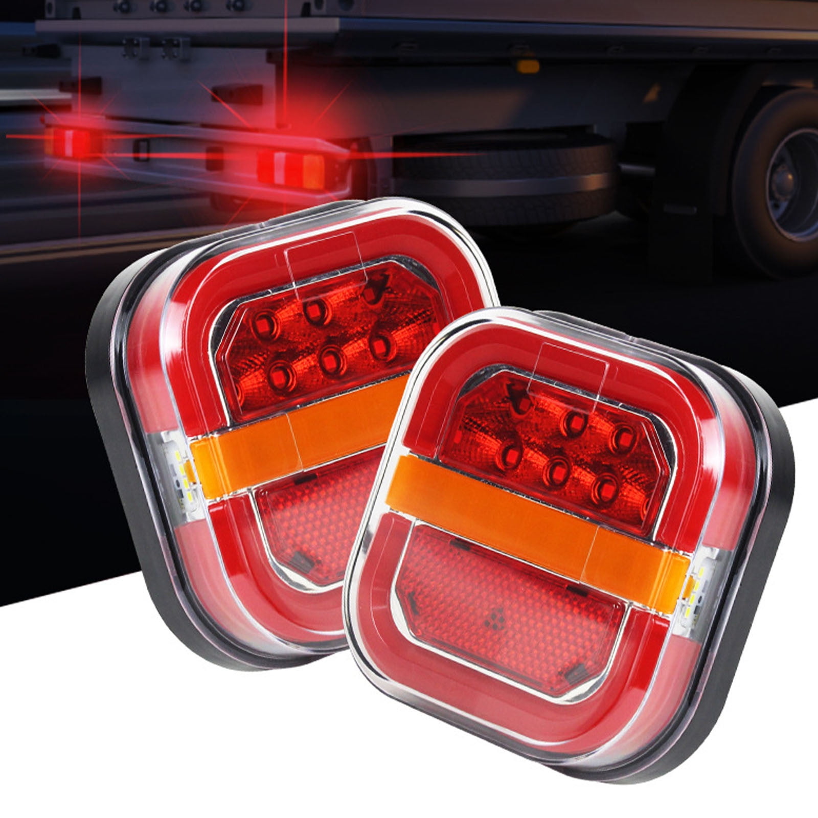 LED Brake Lights for Trailer, Trailer Lights for Towing, Led Trailers Rear Lights Kit with Brake and Turn Signals, Waterproof,Flowss Guide Square Burger Light Truck Edges Light(2Pcs Regular) Free Size A - Image 1