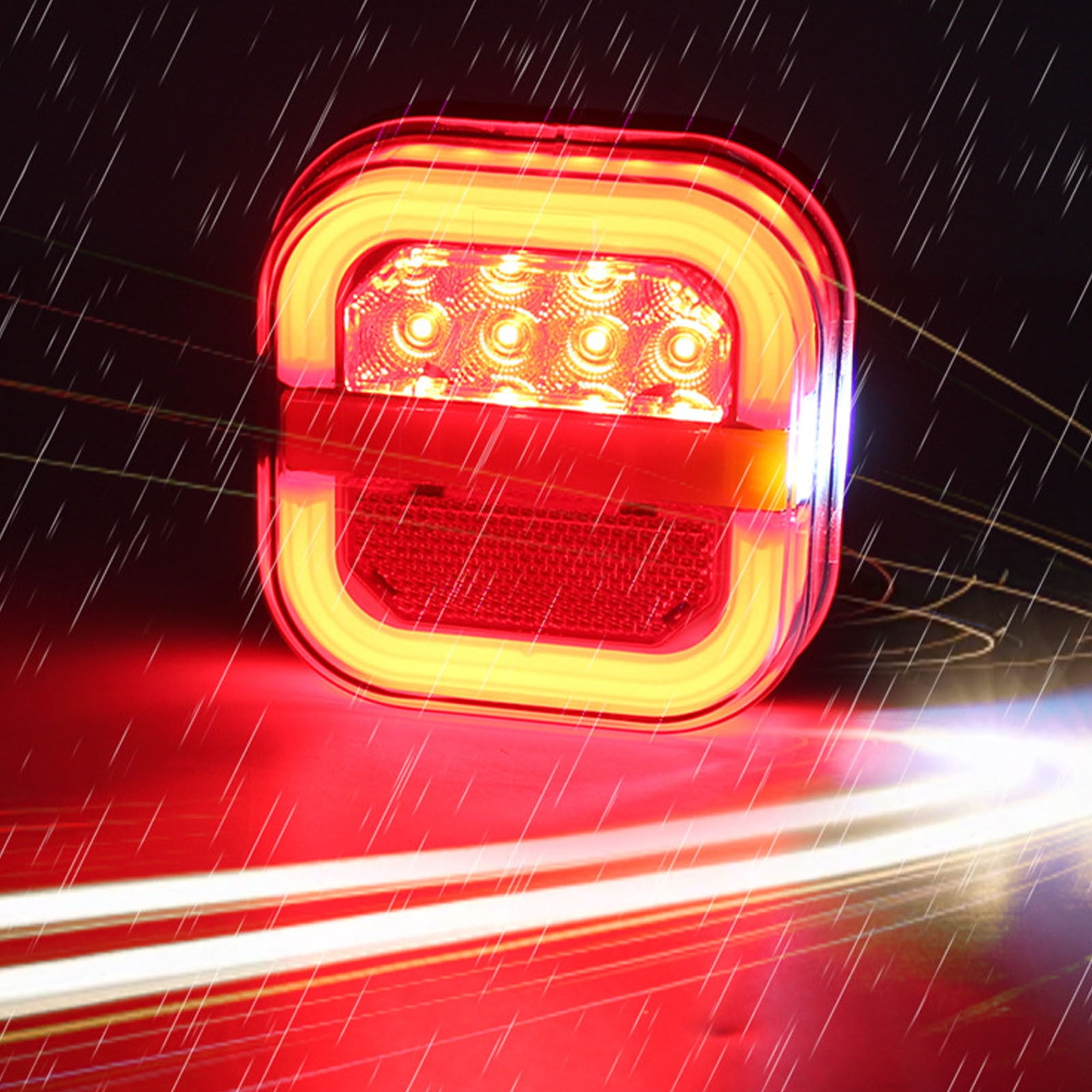 LED Brake Lights for Trailer, Trailer Lights for Towing, Led Trailers Rear Lights Kit with Brake and Turn Signals, Waterproof,Flowss Guide Square Burger Light Truck Edges Light(2Pcs Regular) Free Size A - Image 4