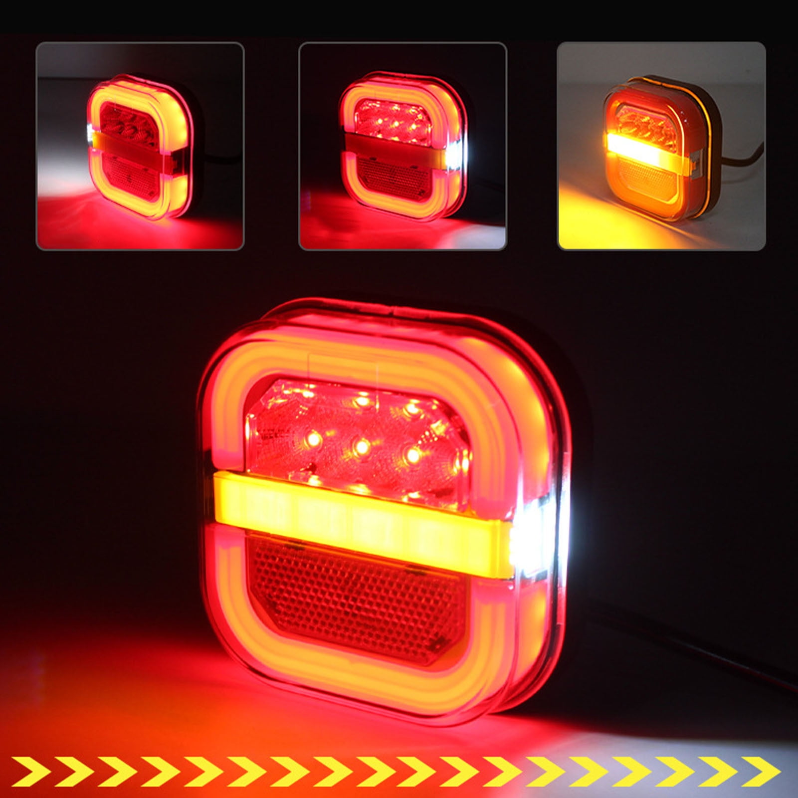 LED Brake Lights for Trailer, Trailer Lights for Towing, Led Trailers Rear Lights Kit with Brake and Turn Signals, Waterproof,Flowss Guide Square Burger Light Truck Edges Light(2Pcs Regular) Free Size A - Image 6