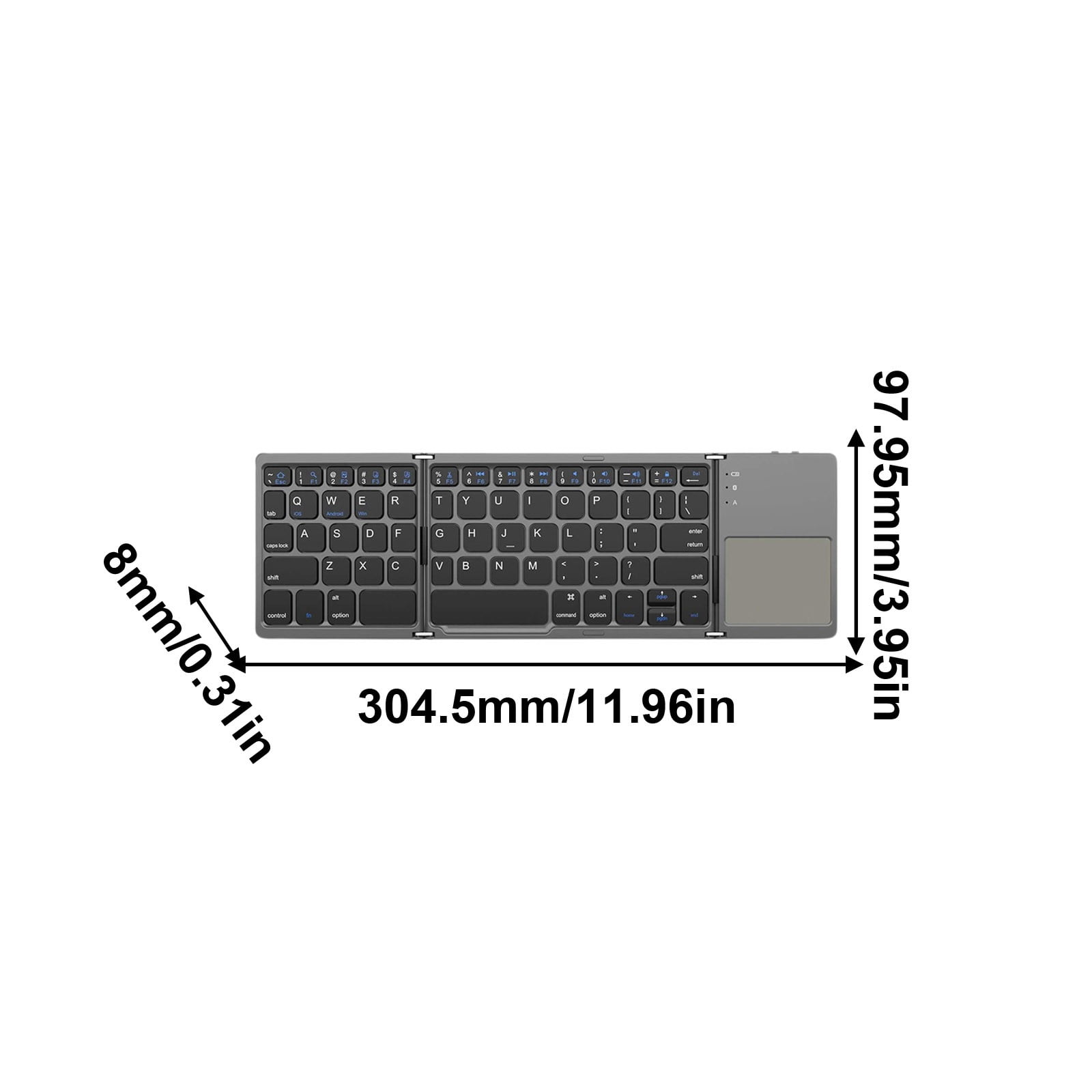 Tri-Folding Bluetooth Keyboard,Wireless Portable Foldable Bluetooth Keyboard for Travel, Keyboard with Touchpad, Rechargeable Multi-Device Small Keyboard for Laptop Tablet PC Smartphone A - Image 3