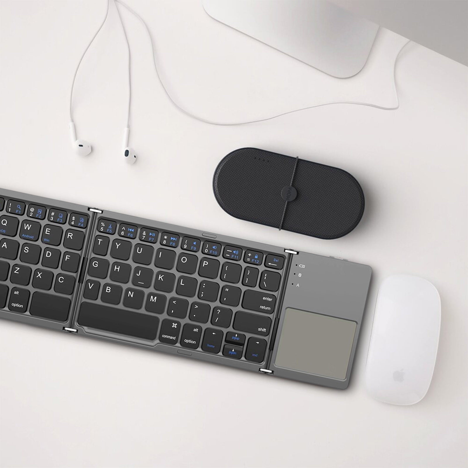 Tri-Folding Bluetooth Keyboard,Wireless Portable Foldable Bluetooth Keyboard for Travel, Keyboard with Touchpad, Rechargeable Multi-Device Small Keyboard for Laptop Tablet PC Smartphone A - Image 4