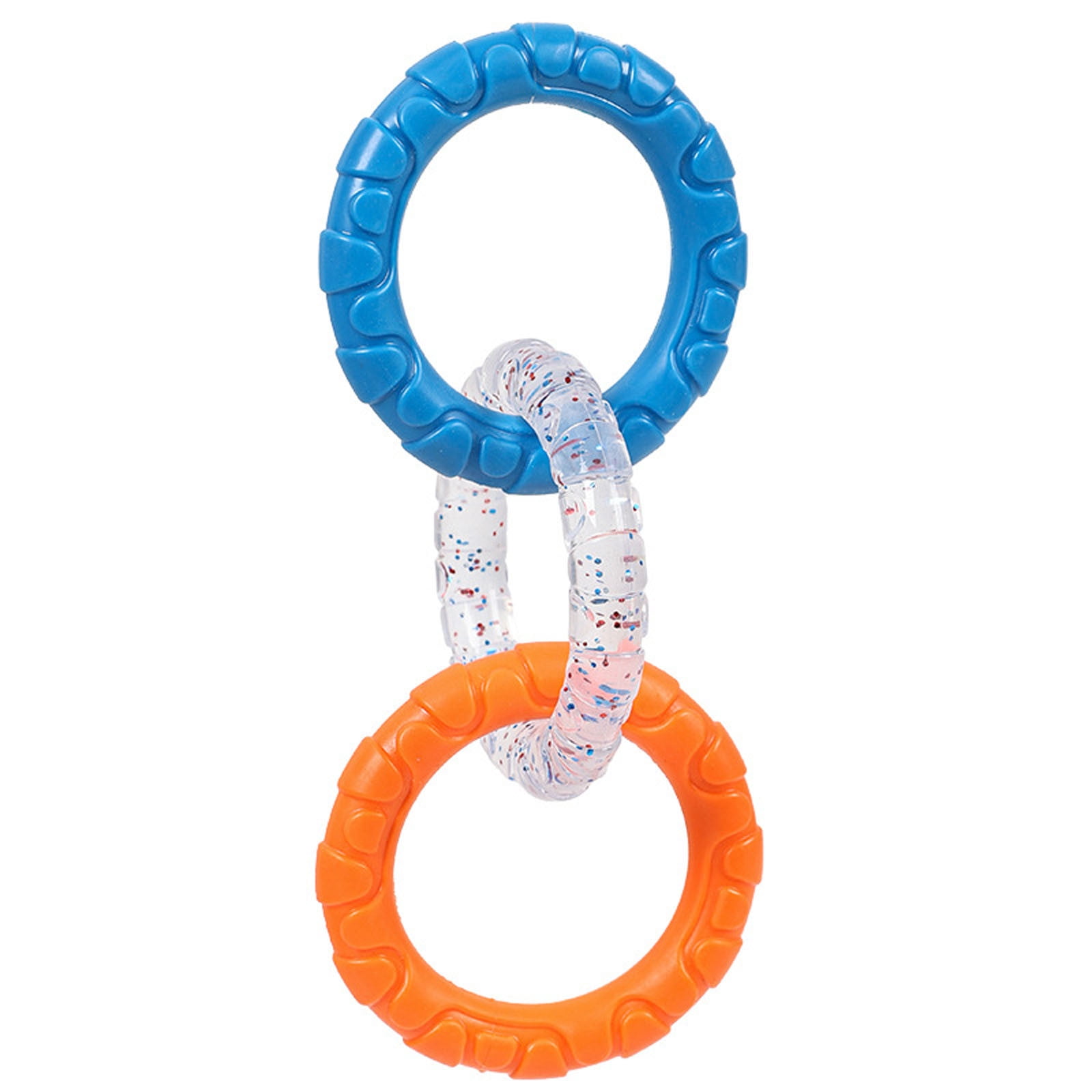 3-Ring Tug Dog Toy, Interactive Tug Pull Toy for Training and Teeth Cleaning, Indestructible Rubber of War Dog Chew Toy for Aggressive Chewers, Outdoor Puppy Ring Toy for Small Medium Large Dogs Orange-blue and purple-yellow - Image 1