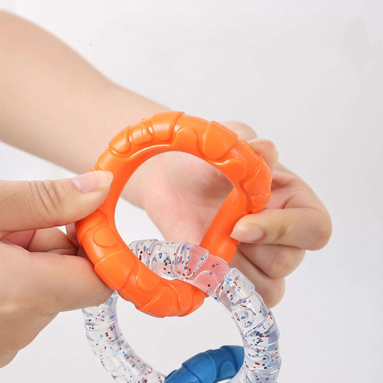3-Ring Tug Dog Toy, Interactive Tug Pull Toy for Training and Teeth Cleaning, Indestructible Rubber of War Dog Chew Toy for Aggressive Chewers, Outdoor Puppy Ring Toy for Small Medium Large Dogs Orange-blue and purple-yellow - Image 4