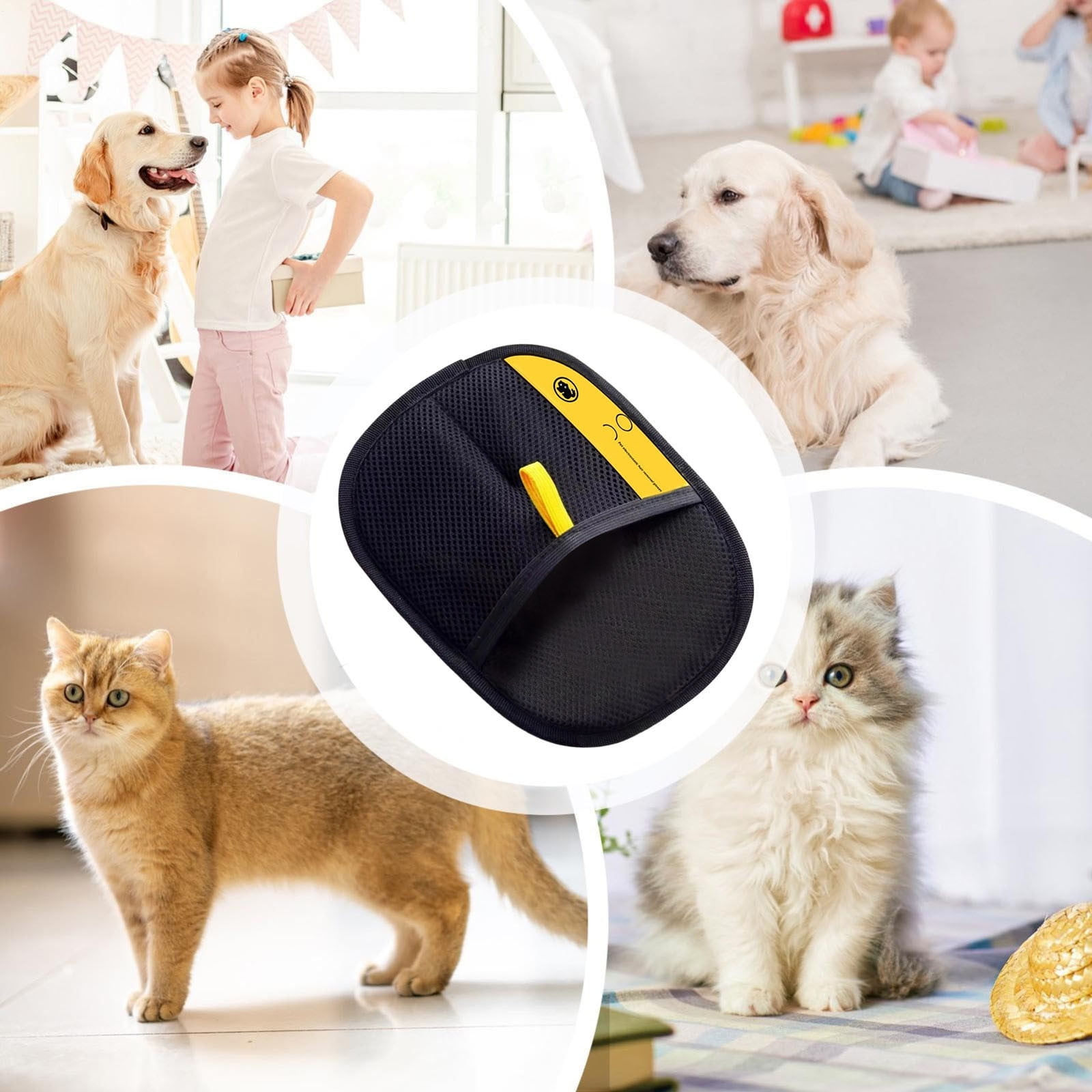 Pet Hair Removal Glove, Efficient Grooming Gloves for Cats & Dogs,Cat Grooming Gloves for Pet Hair Removal, Double Sided Grooming Glove,Reusable Pet Hair Remover Glove - Image 6