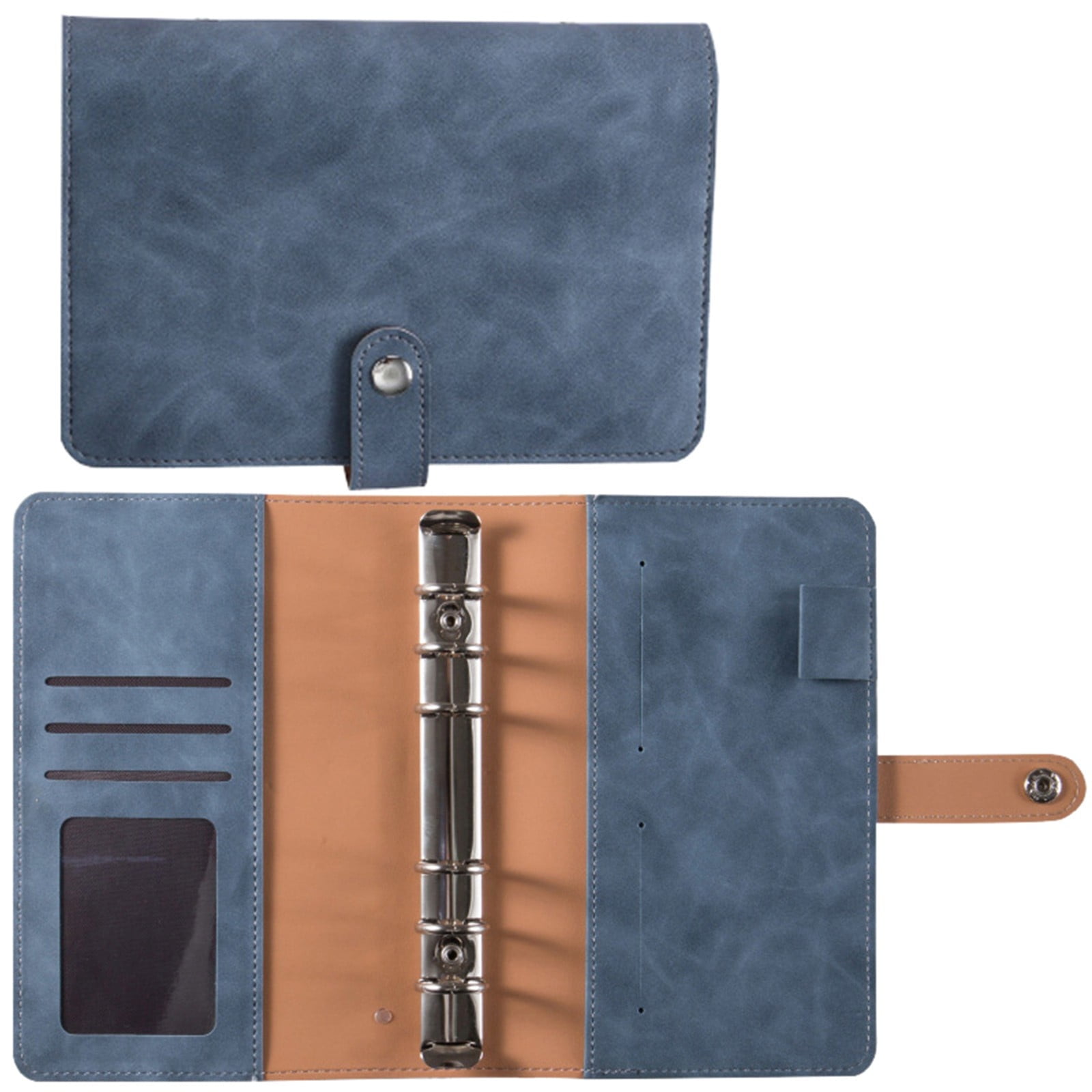 A6 PU Leather Notebook Binder Planner Budget Organizer Round Ring Binder Cover Magnetic Personal Planner Binder with 12 Binder Pocket Binder Zipper Folder for Bill Planner (Red) 4.92x7.48 4.92